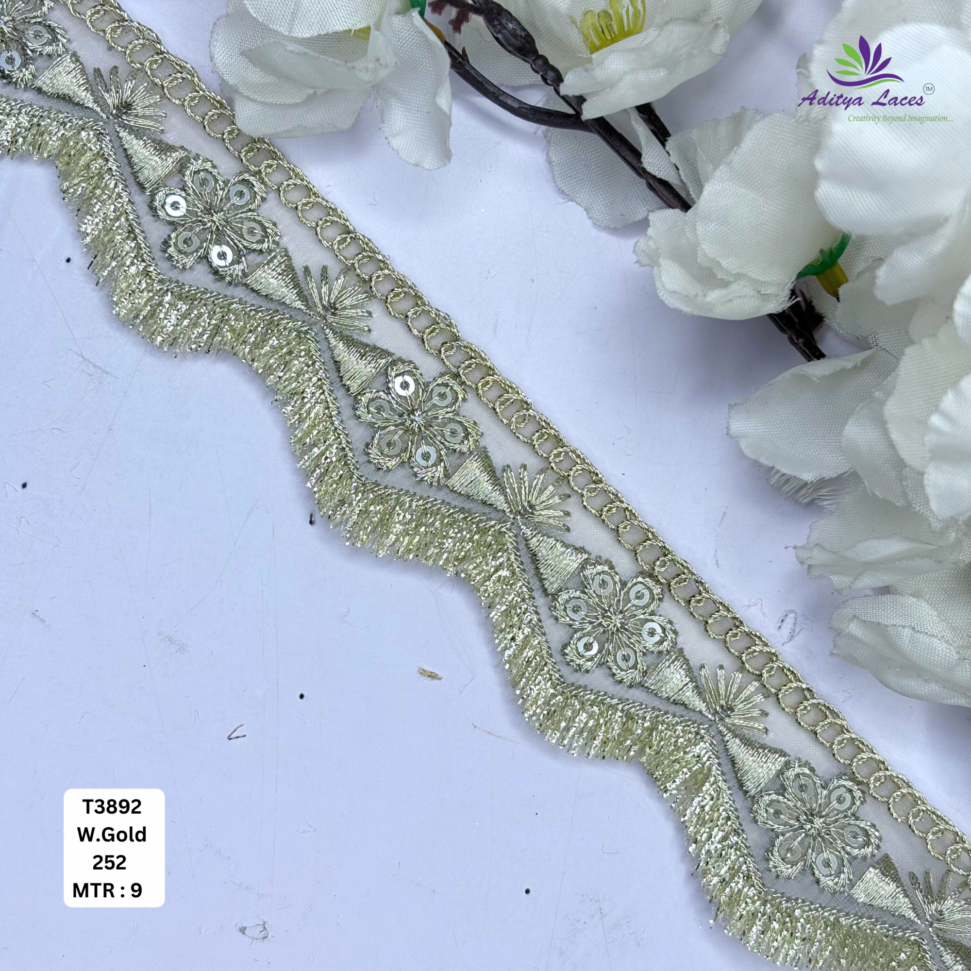 Designer Tissue Lace Border with Sequins Work for Saree Bridal Wear