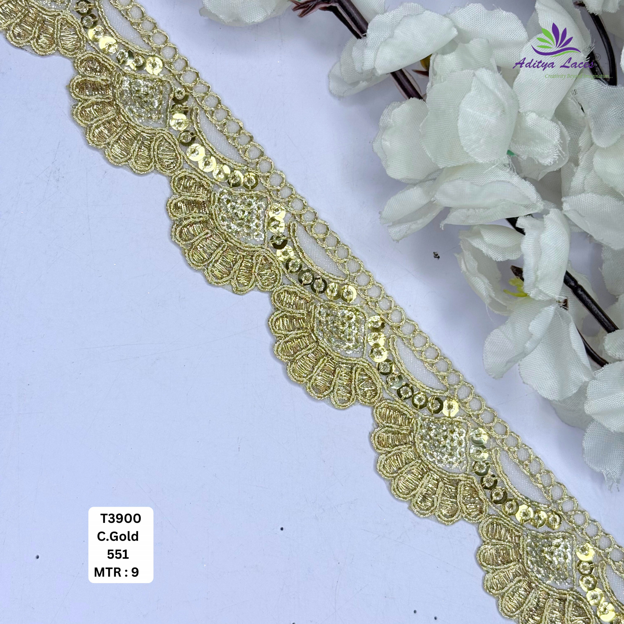 Designer Tissue Lace Border with Sequins Work for Saree Bridal Wear