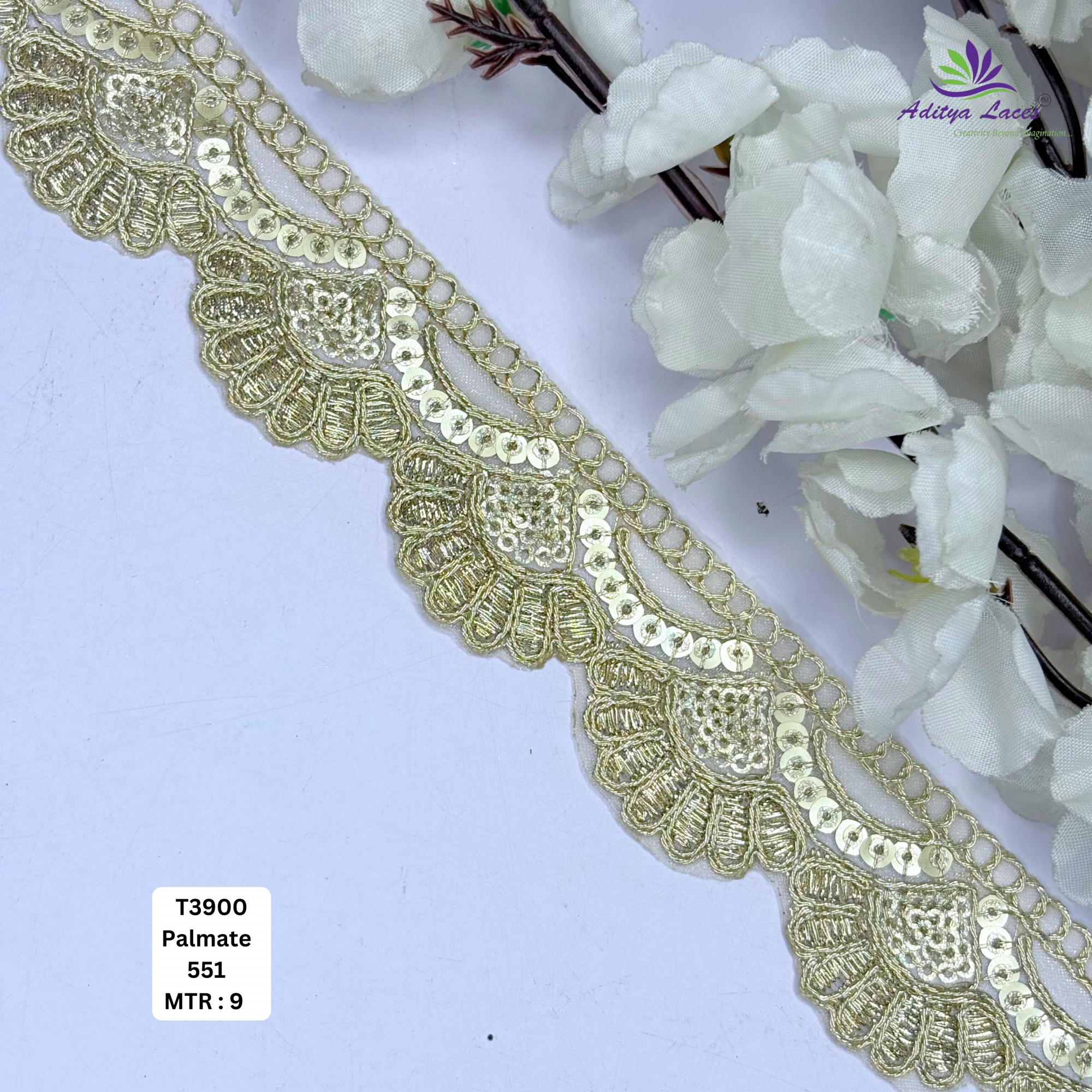 Designer Tissue Lace Border with Sequins Work for Saree Bridal Wear