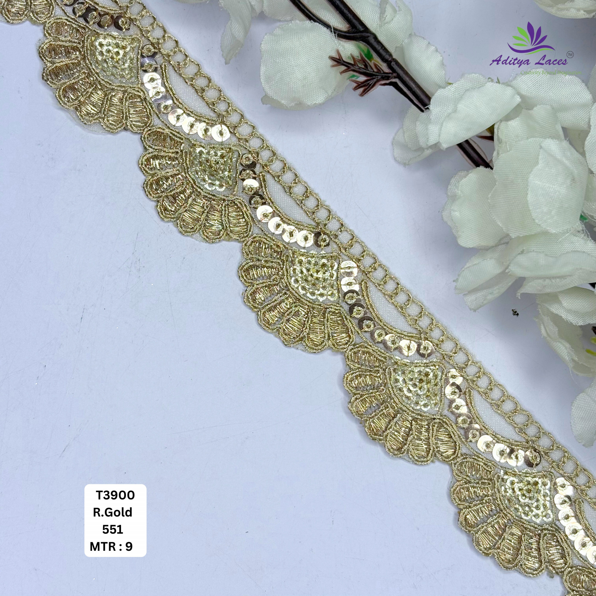 Designer Tissue Lace Border with Sequins Work for Saree Bridal Wear