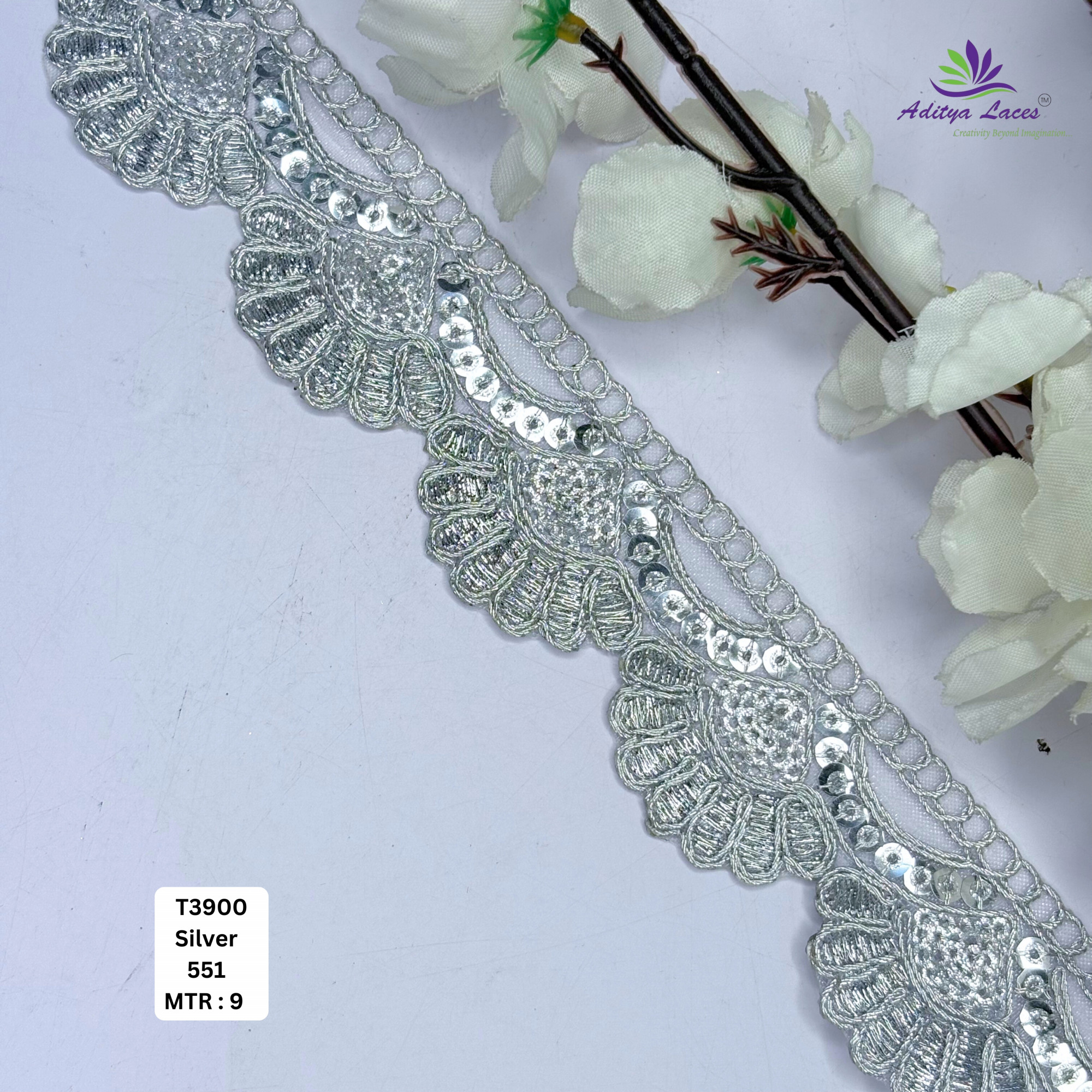 Designer Tissue Lace Border with Sequins Work for Saree Bridal Wear