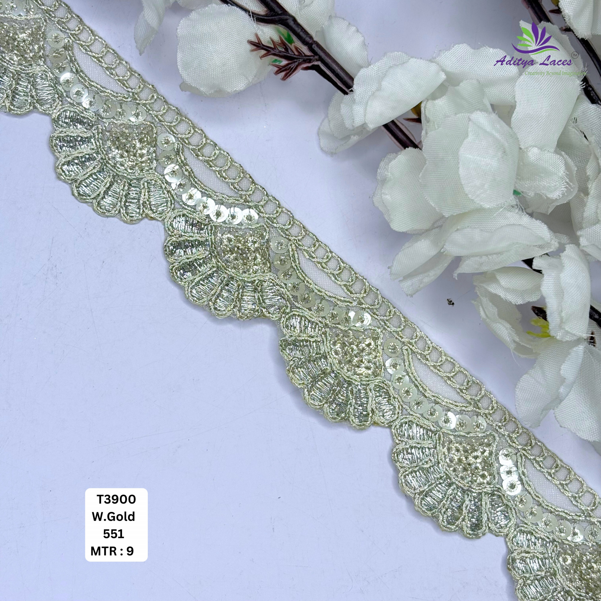 Designer Tissue Lace Border with Sequins Work for Saree Bridal Wear