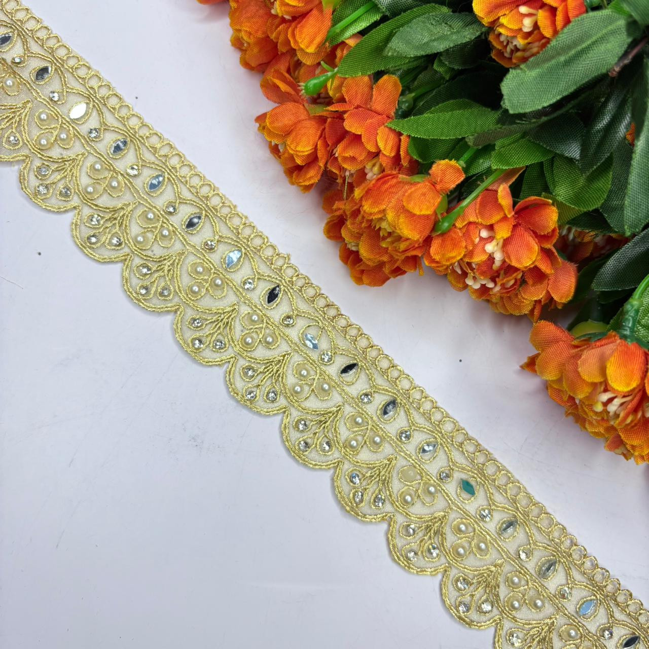 Royal Tissue Handwork Lace Border for Saree Bridal Ethnic Wear