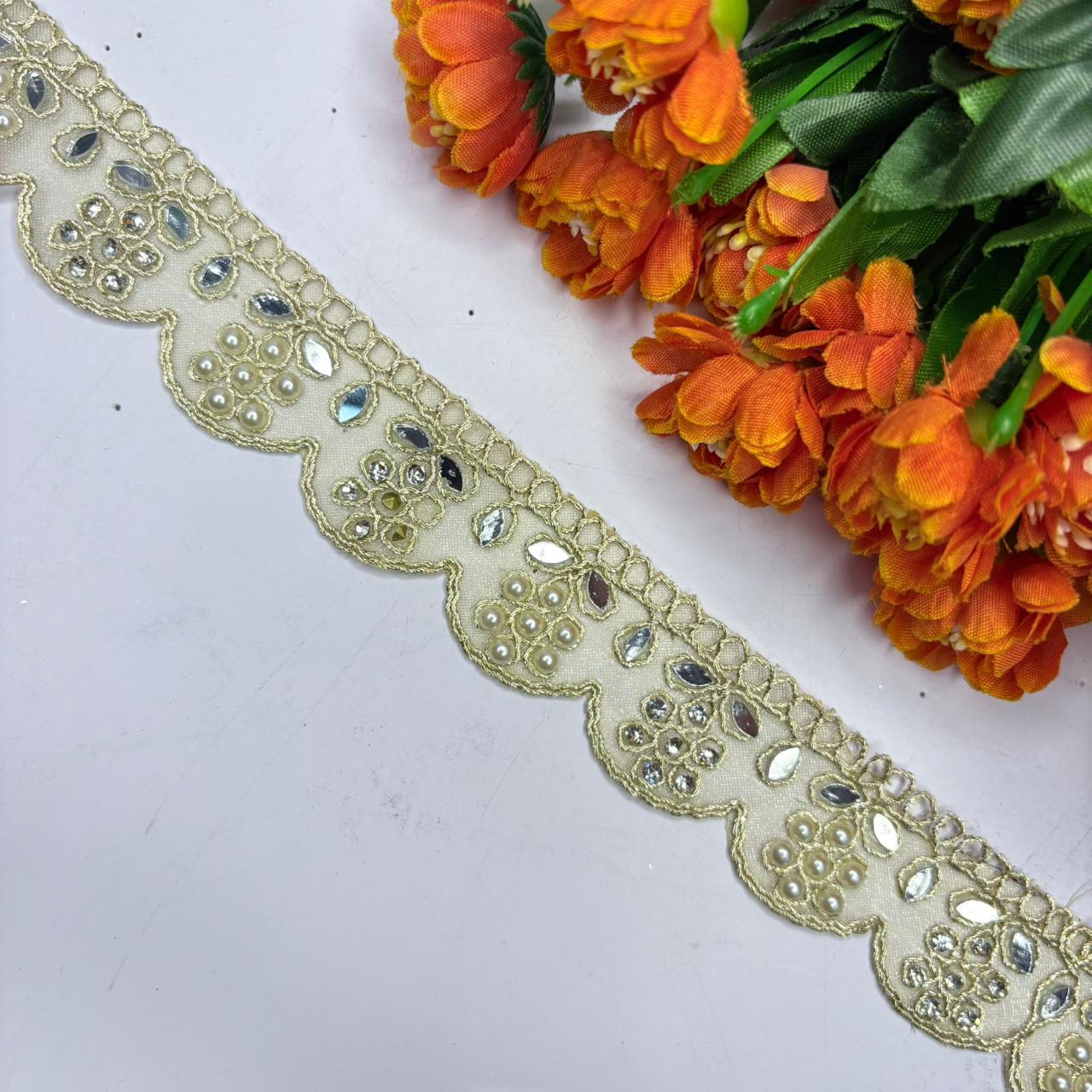 Royal Tissue Handwork Lace Border for Saree Bridal Ethnic Wear