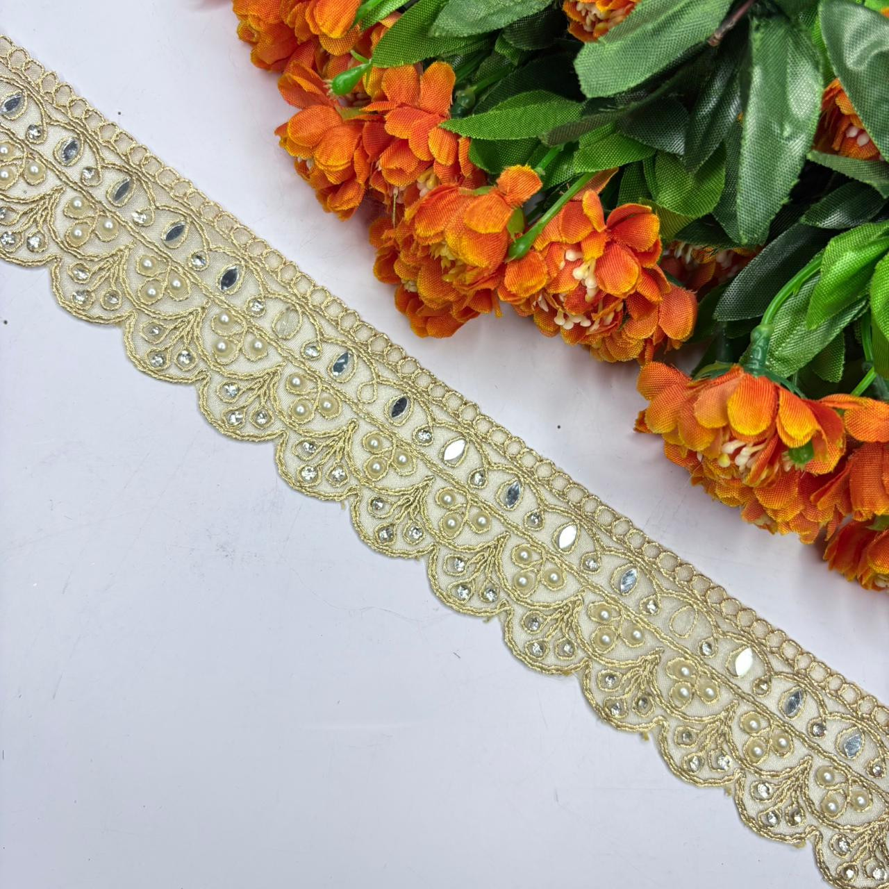 Royal Tissue Handwork Lace Border for Saree Bridal Ethnic Wear