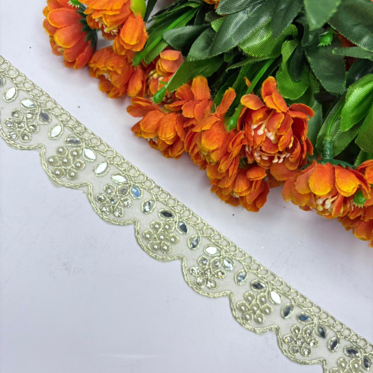 Royal Tissue Handwork Lace Border for Saree Bridal Ethnic Wear