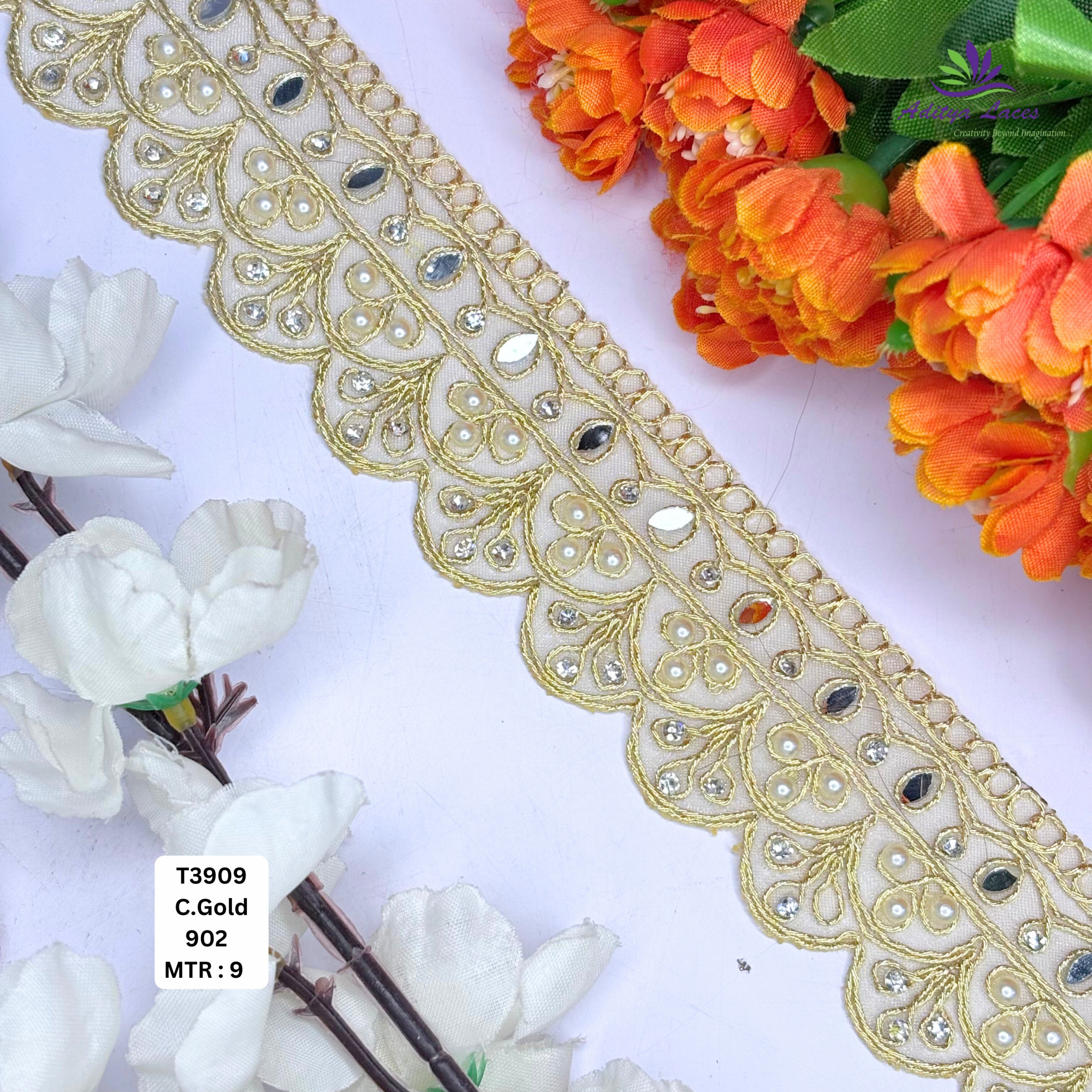 Royal Tissue Handwork Lace Border for Saree Bridal Ethnic Wear