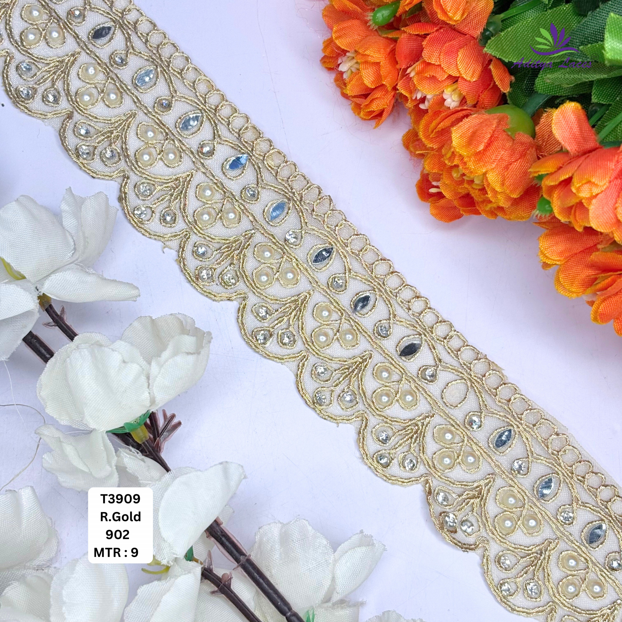Royal Tissue Handwork Lace Border for Saree Bridal Ethnic Wear