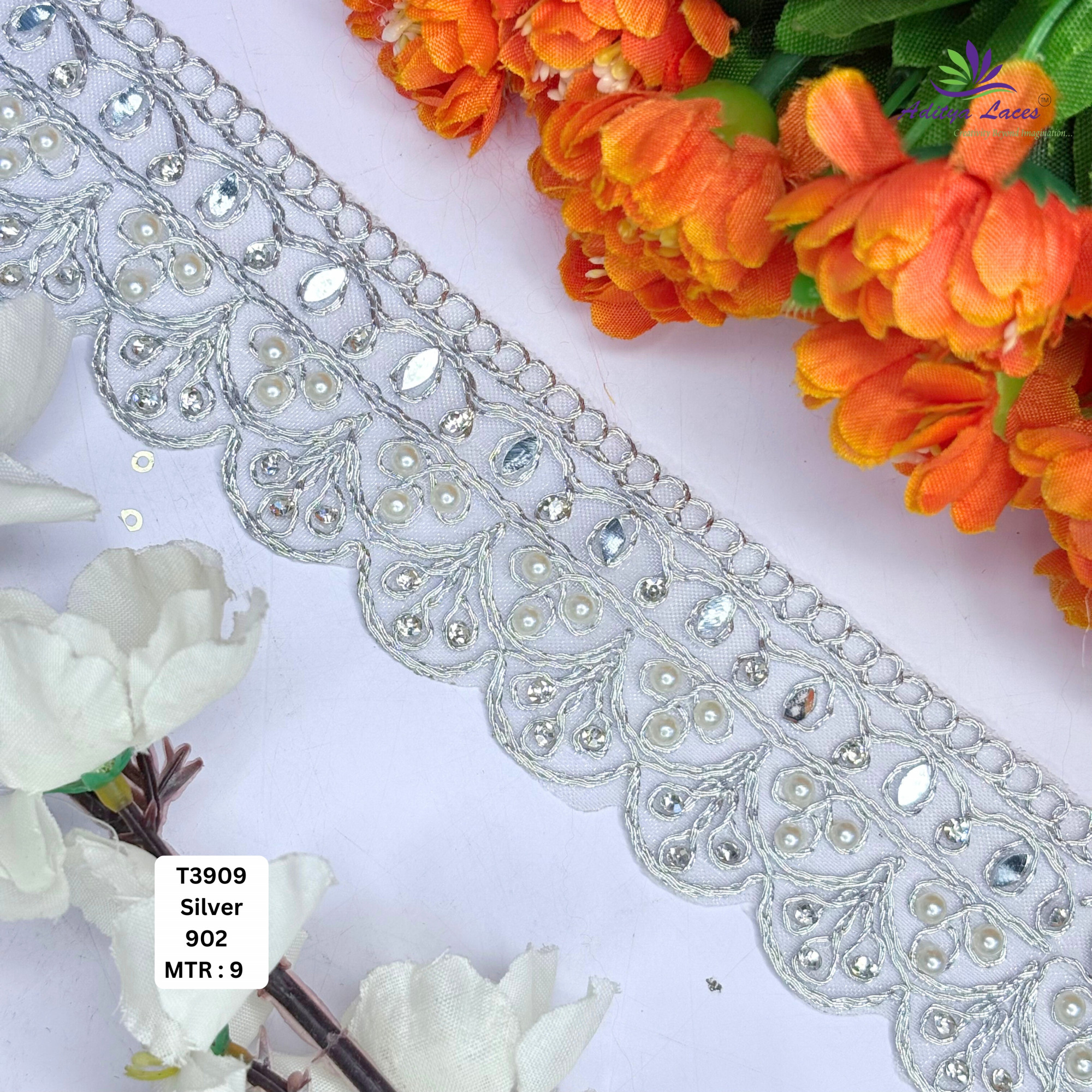 Royal Tissue Handwork Lace Border for Saree Bridal Ethnic Wear