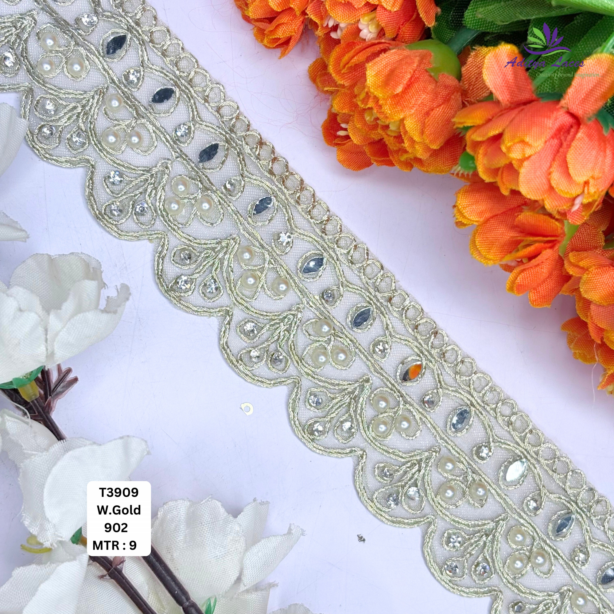 Royal Tissue Handwork Lace Border for Saree Bridal Ethnic Wear