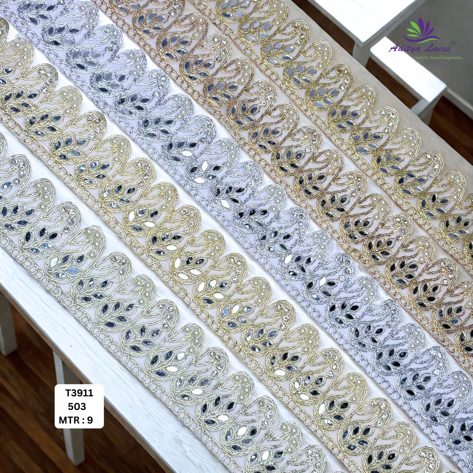 Premium Tissue Handwork Lace Border for Saree Bridal Ethnic Wear