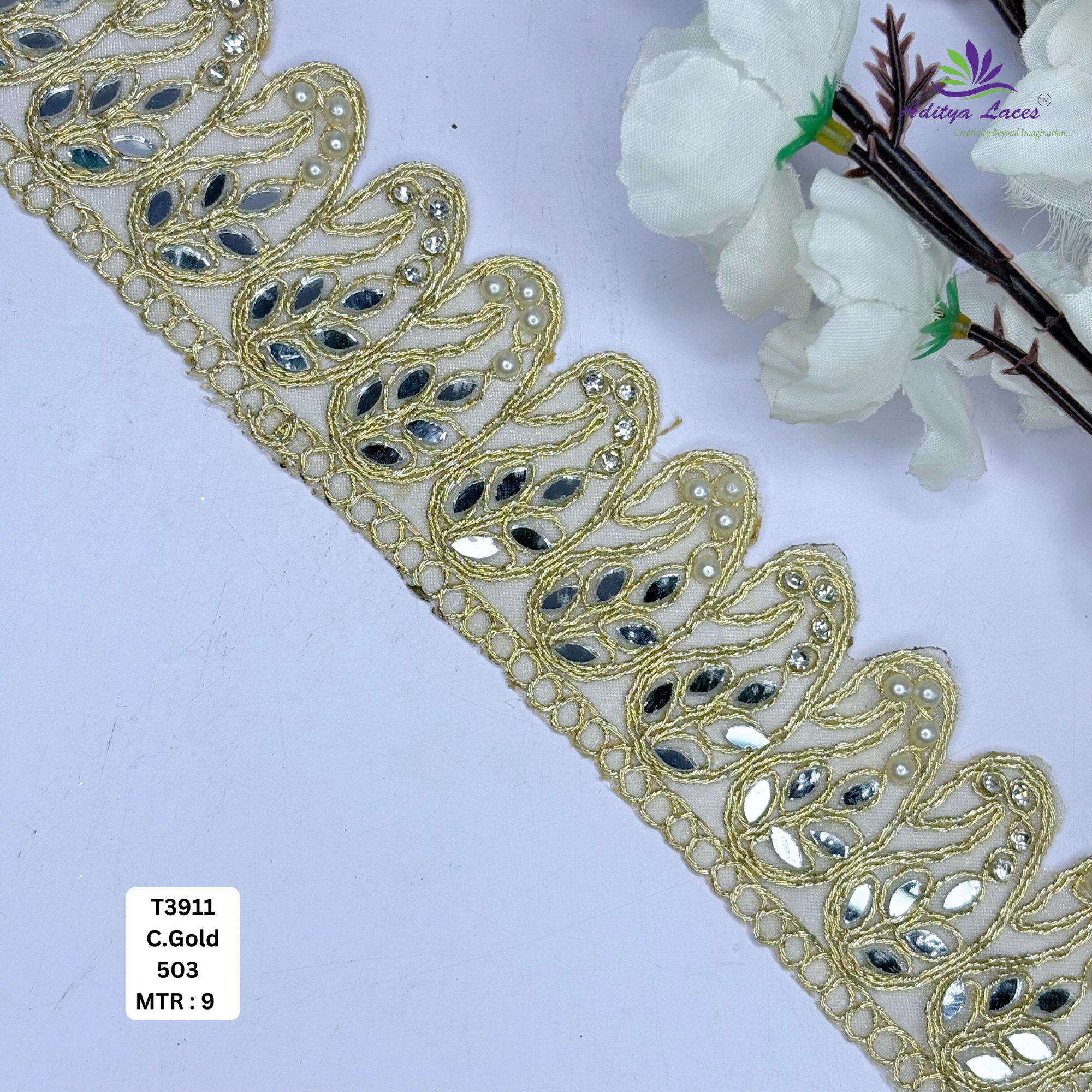 Premium Tissue Handwork Lace Border for Saree Bridal Ethnic Wear