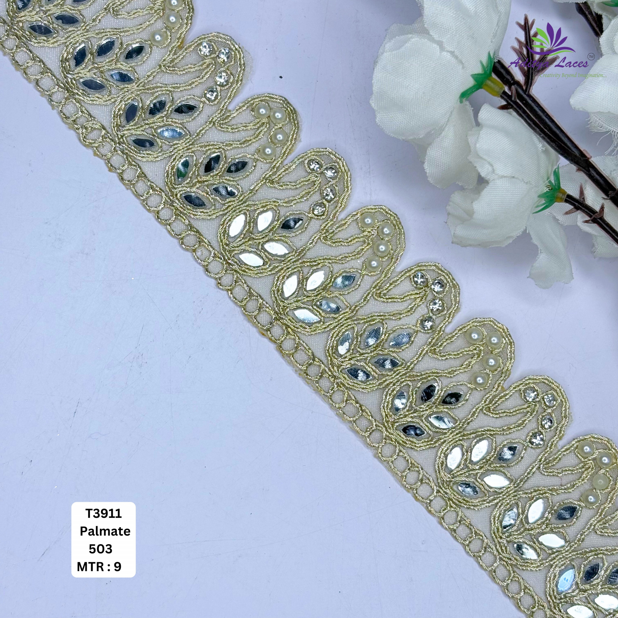 Premium Tissue Handwork Lace Border for Saree Bridal Ethnic Wear