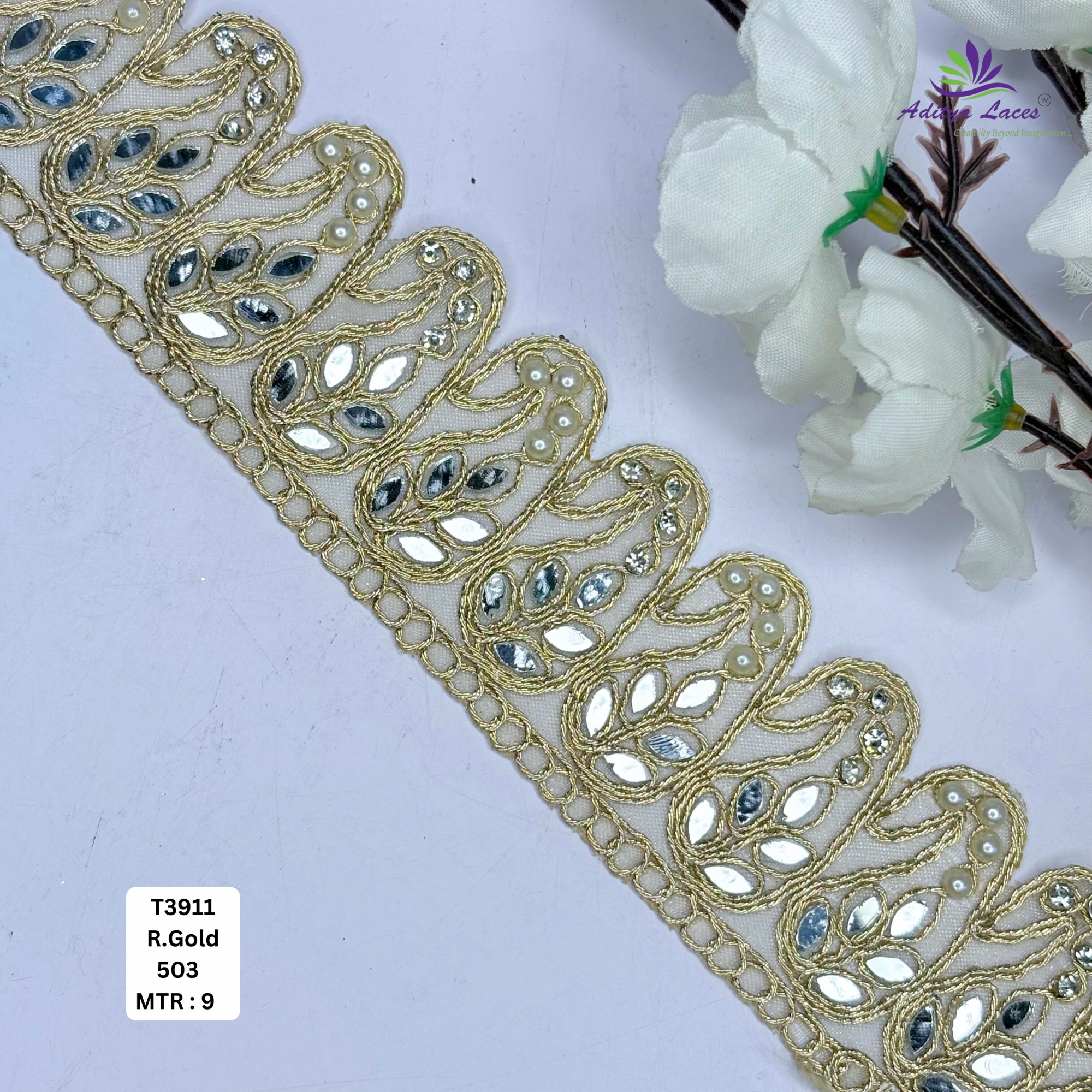 Premium Tissue Handwork Lace Border for Saree Bridal Ethnic Wear
