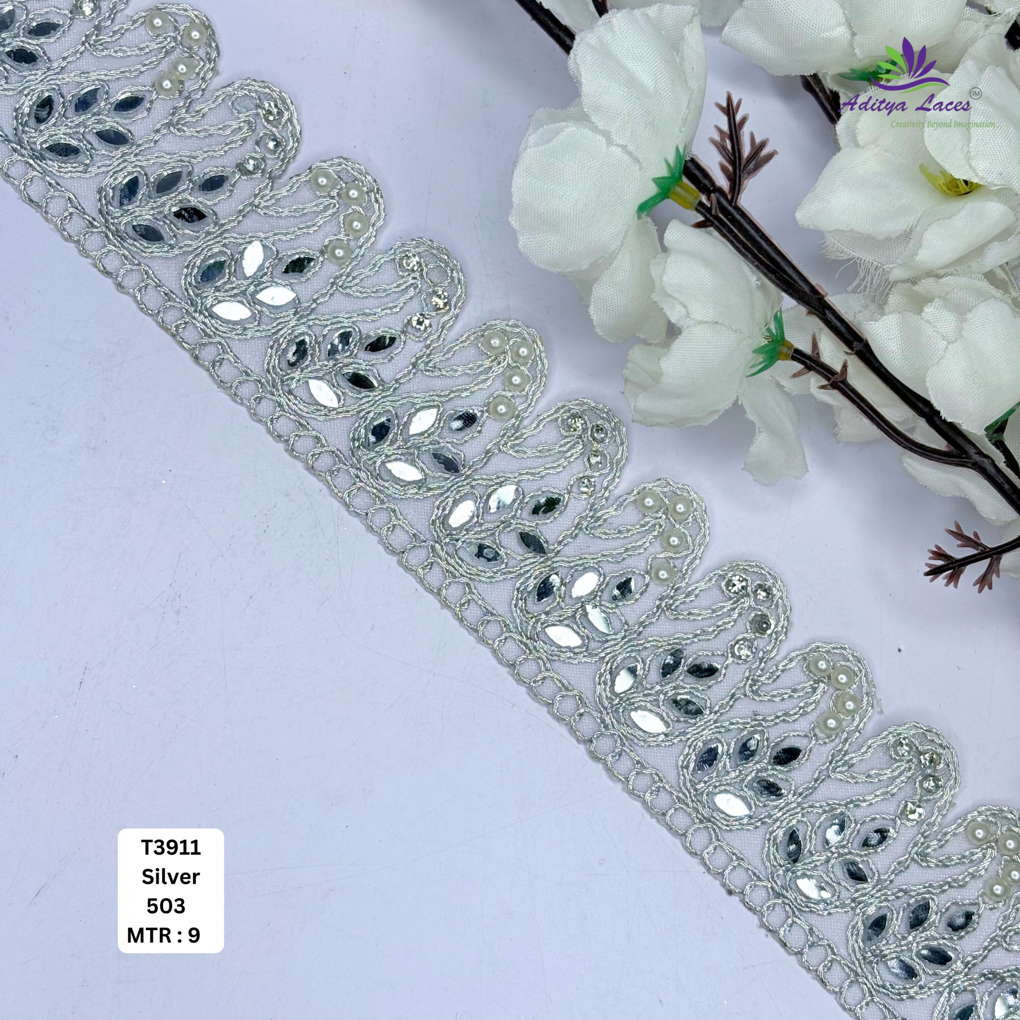 Premium Tissue Handwork Lace Border for Saree Bridal Ethnic Wear