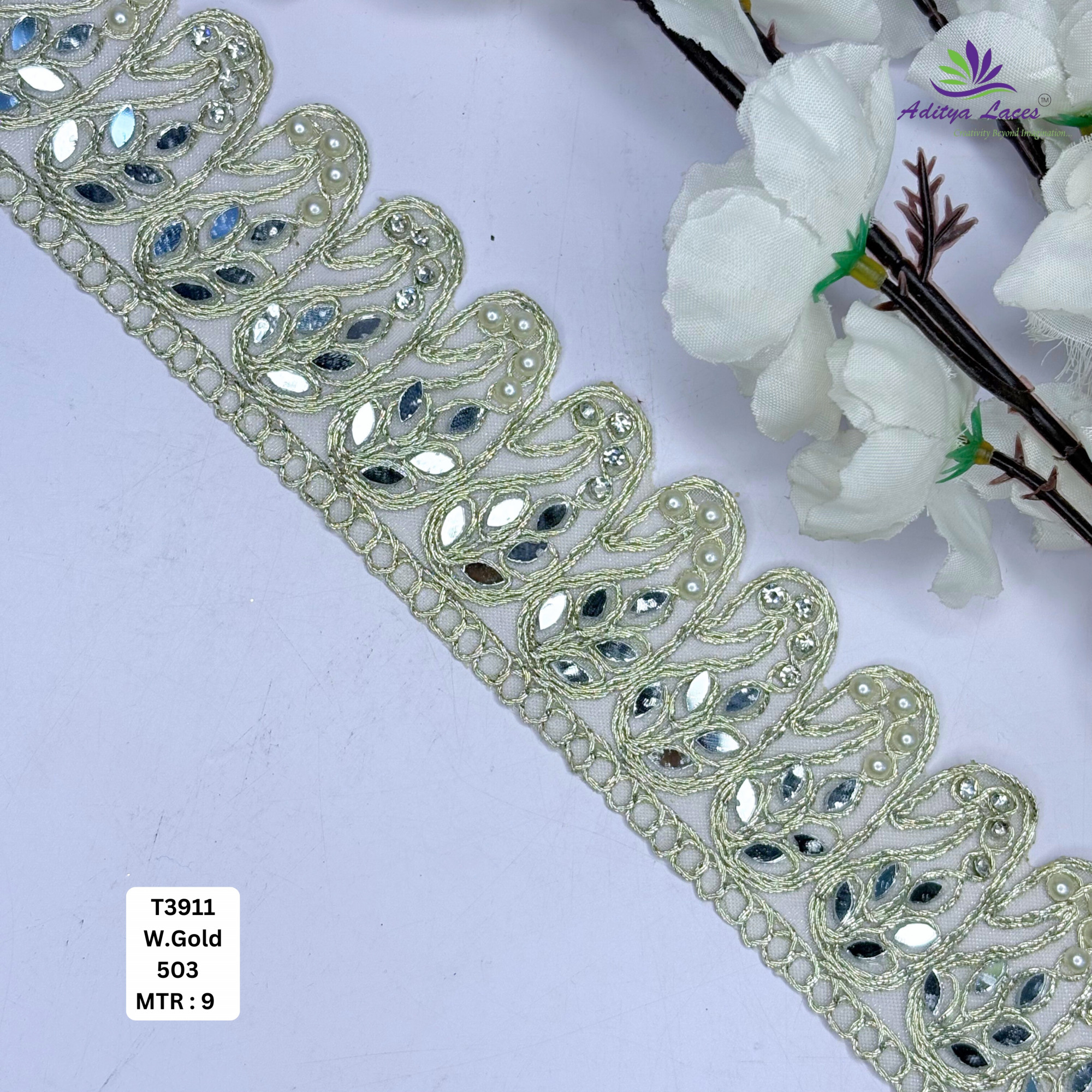 Premium Tissue Handwork Lace Border for Saree Bridal Ethnic Wear