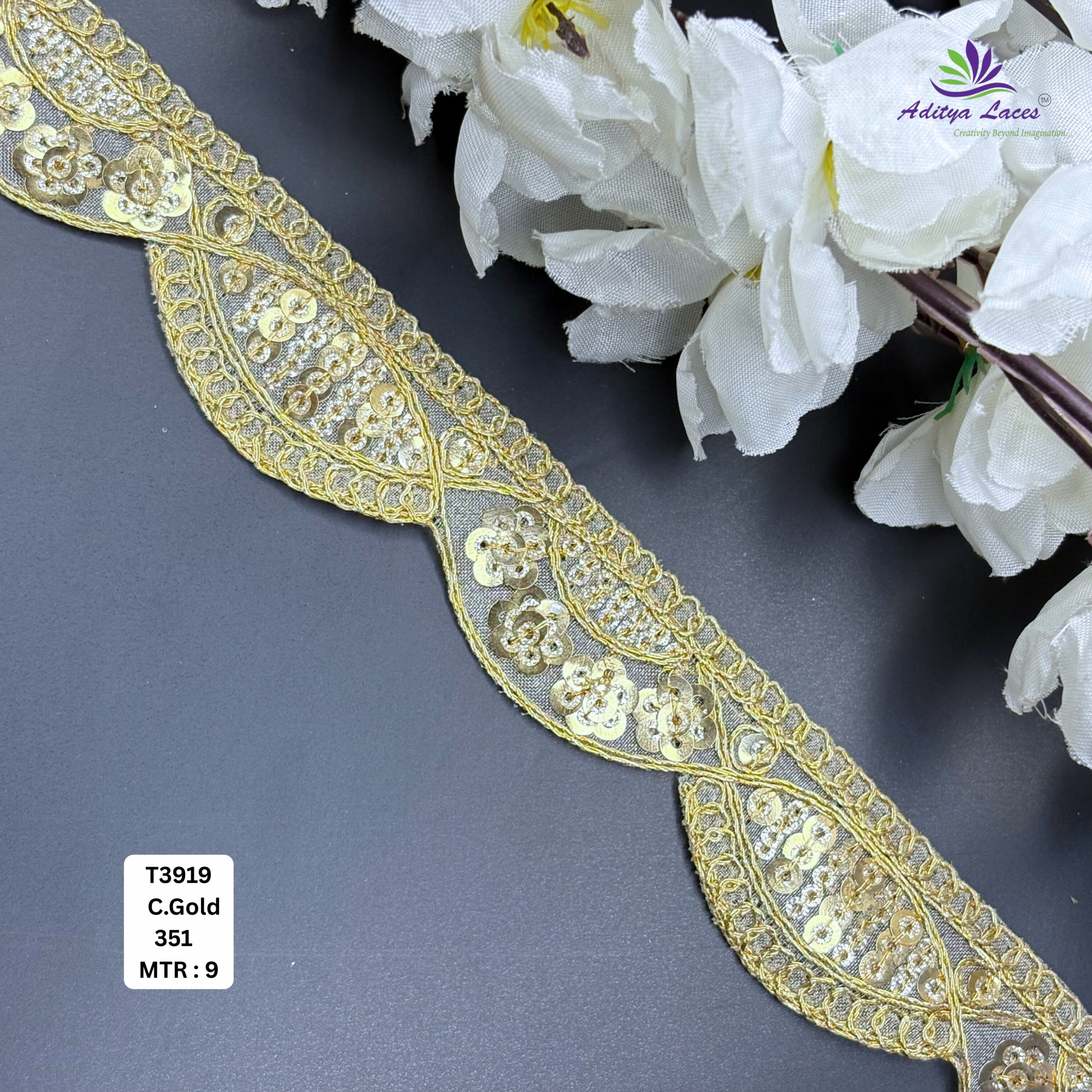 Royal Tissue Lace Border with Sequins Work for Saree Bridal Wear