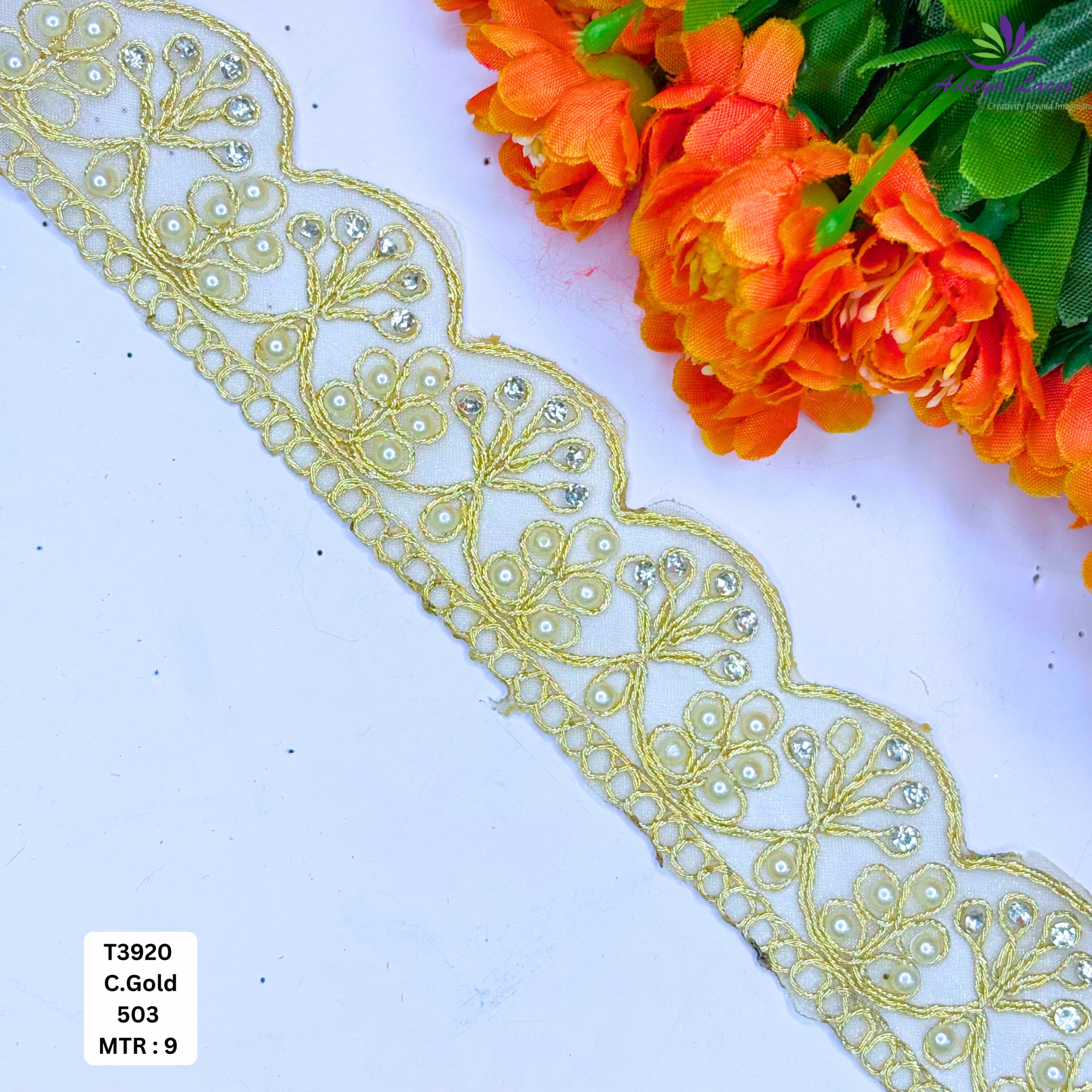 Premium Tissue Handwork Lace Border for Saree Bridal Ethnic Wear