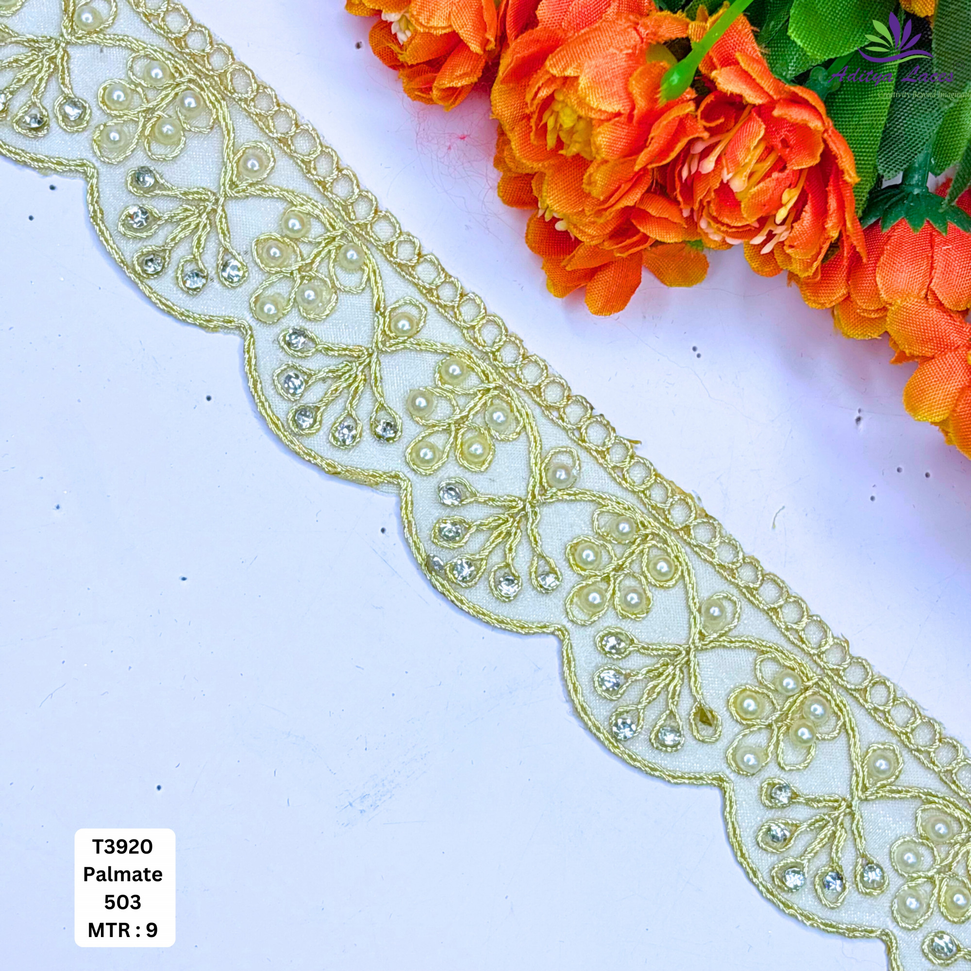 Premium Tissue Handwork Lace Border for Saree Bridal Ethnic Wear
