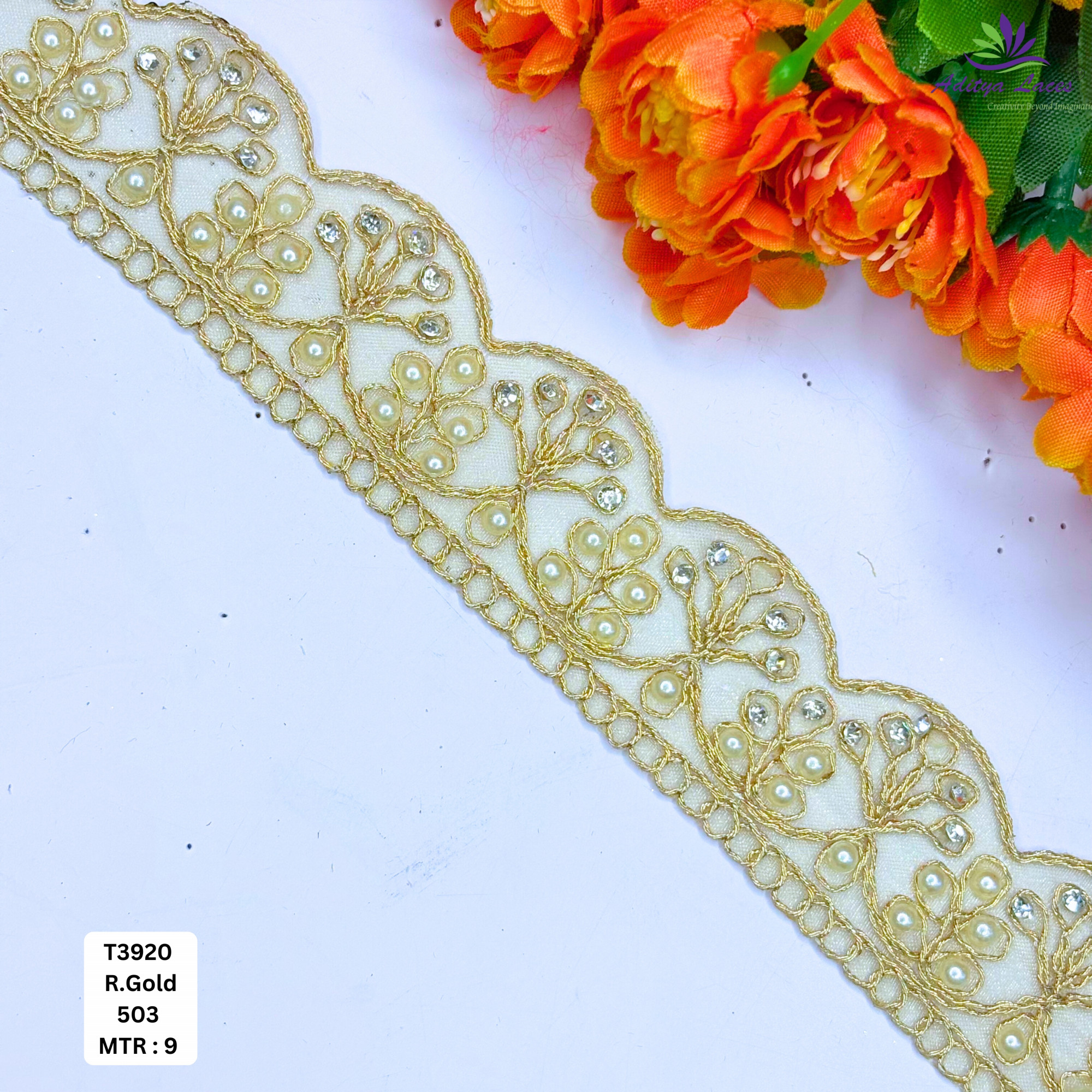 Premium Tissue Handwork Lace Border for Saree Bridal Ethnic Wear
