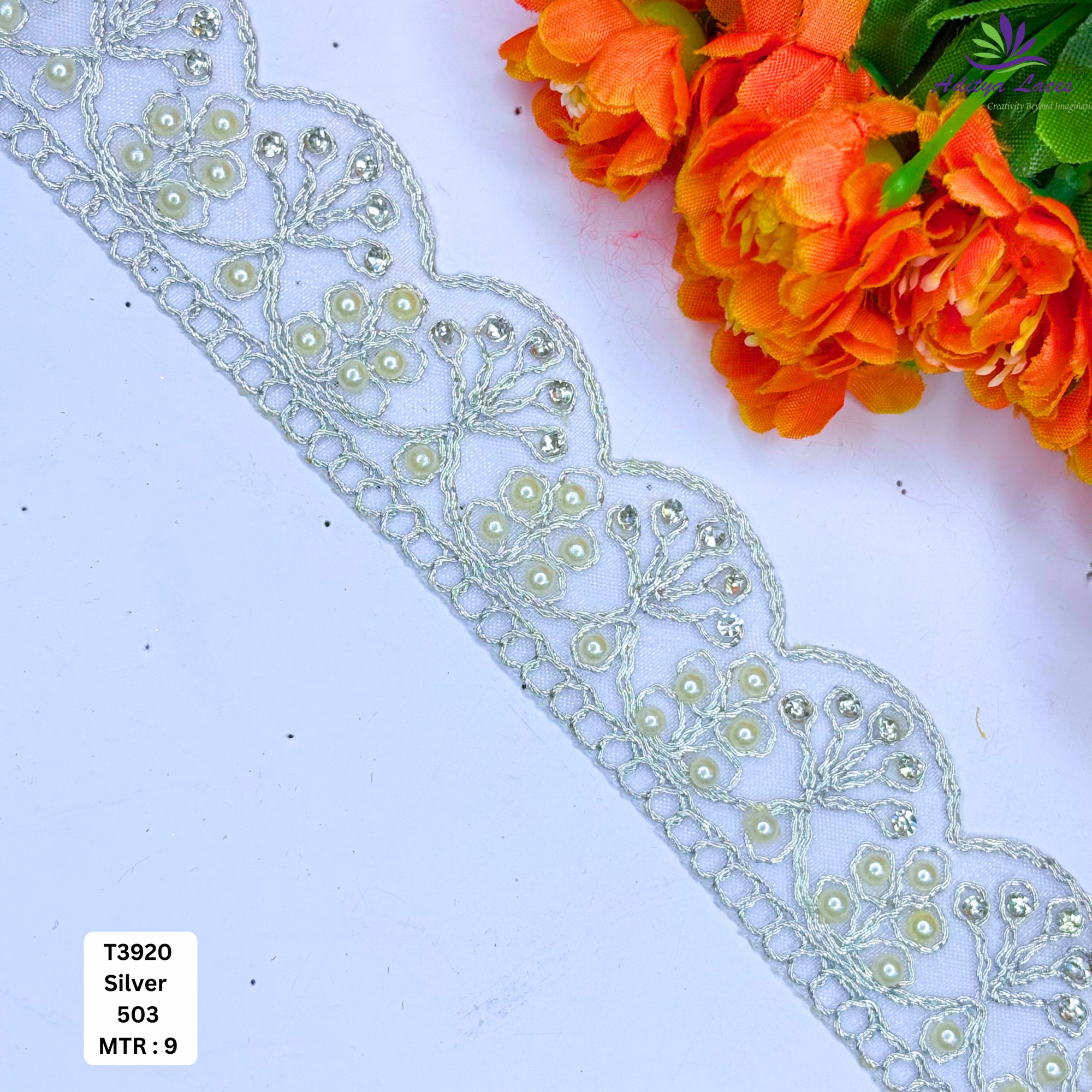 Premium Tissue Handwork Lace Border for Saree Bridal Ethnic Wear