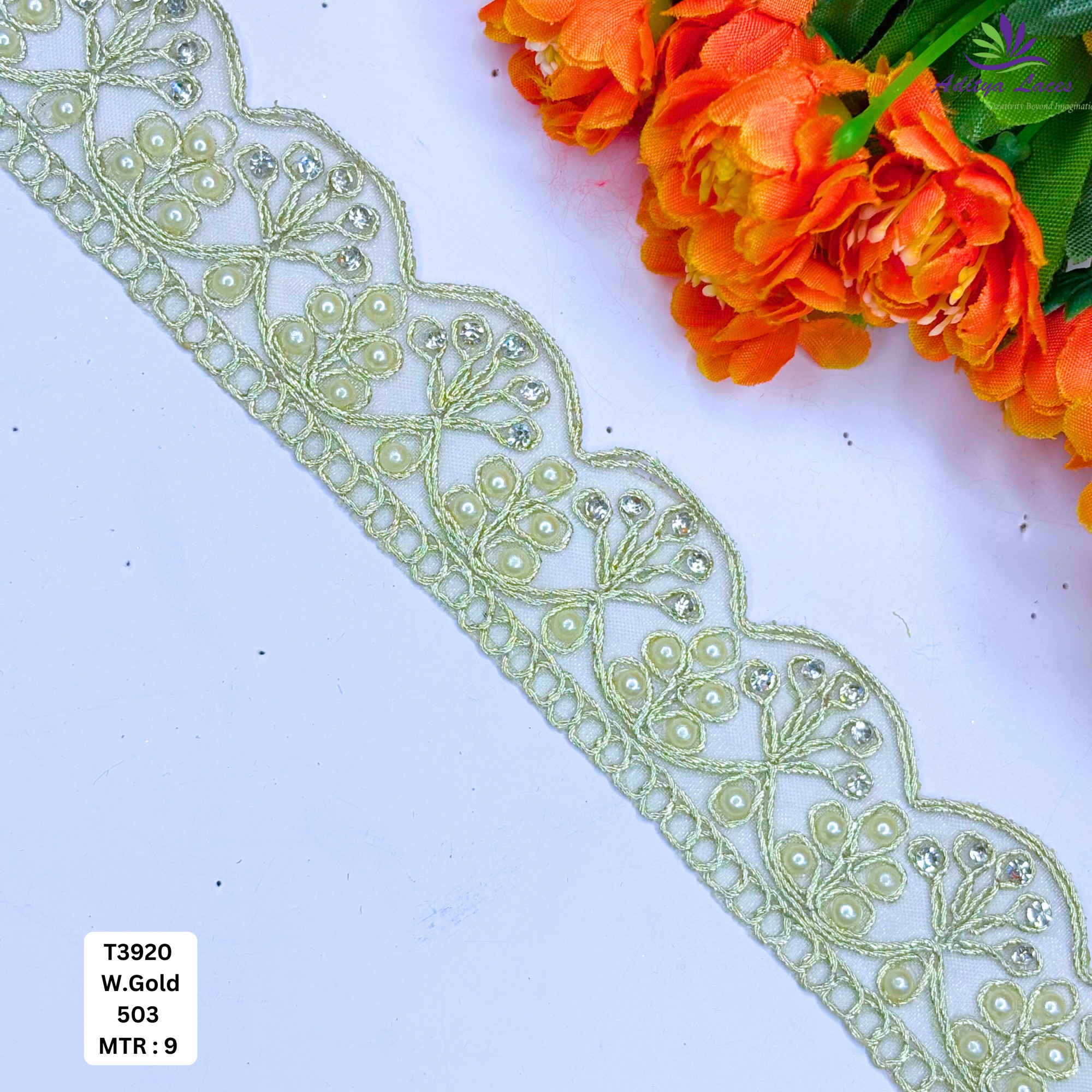 Premium Tissue Handwork Lace Border for Saree Bridal Ethnic Wear