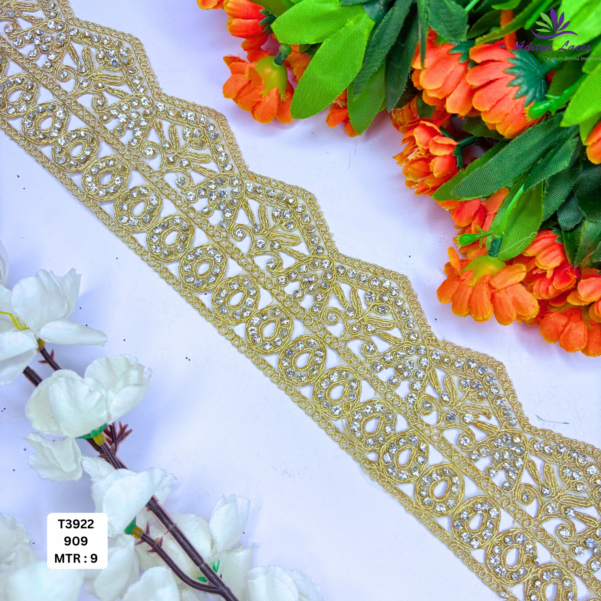 Elegant Tissue Handwork Lace Border for Saree Bridal Ethnic Wear