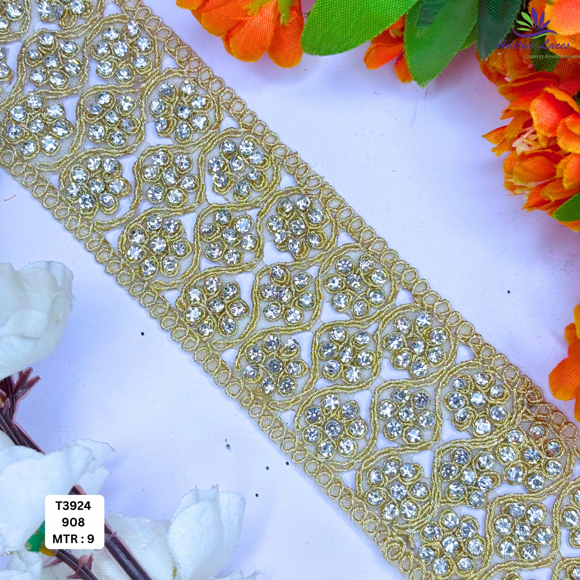 Stylish Tissue Handwork Lace Border for Saree Bridal Ethnic Wear