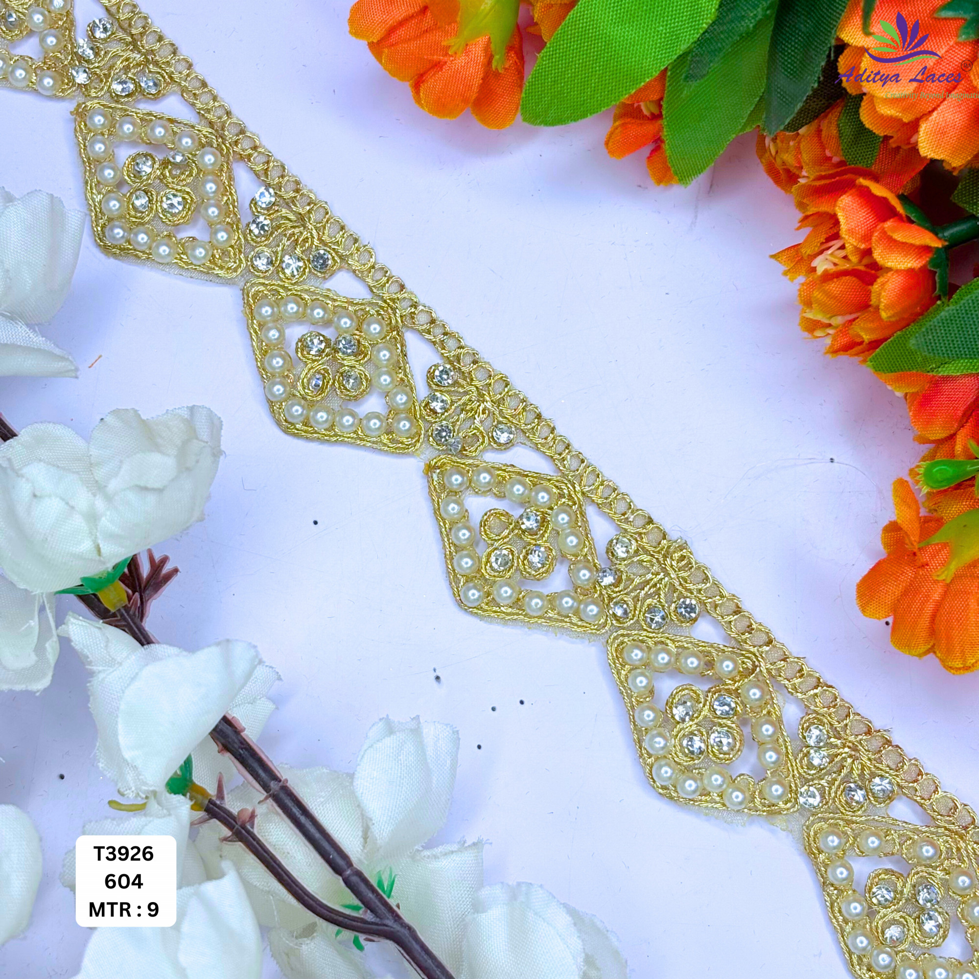 Premium Tissue Handwork Lace Border for Saree Bridal Ethnic Wear