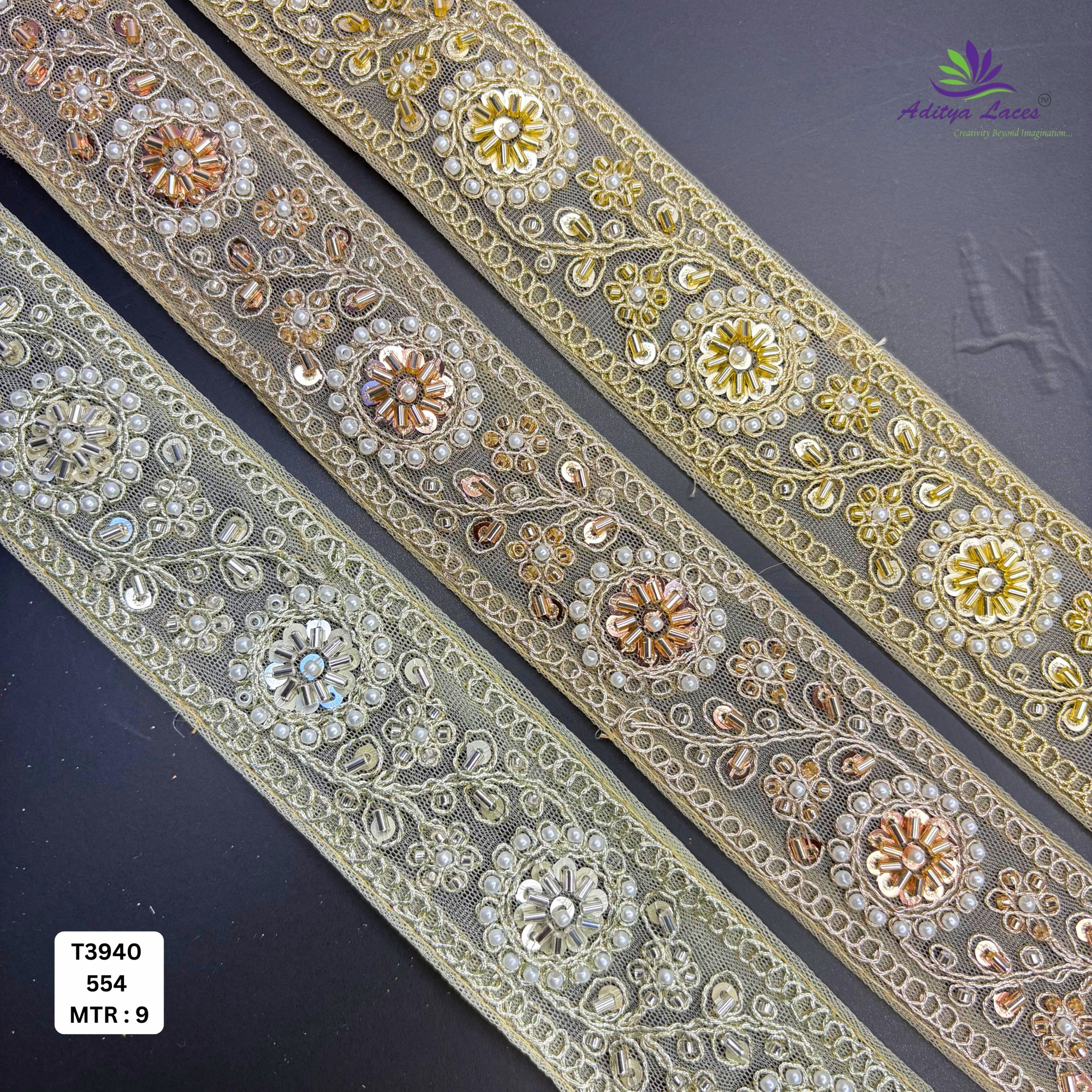 Traditional Ethnic Beads Lace Border for Saree Blouse