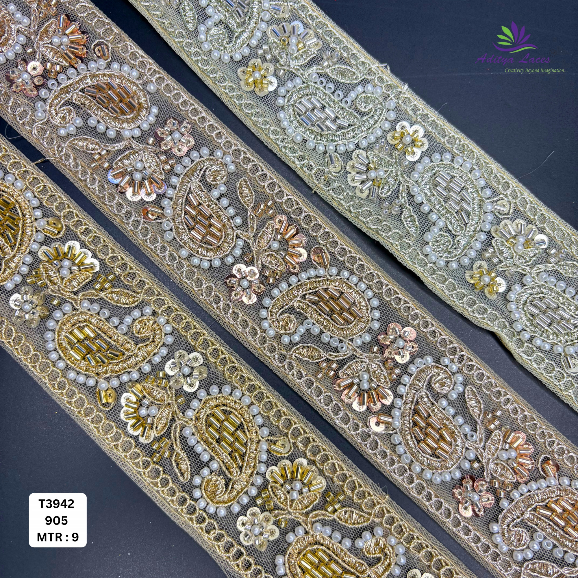 Luxury Decorative Pearl Lace Trim for Designer Outfits