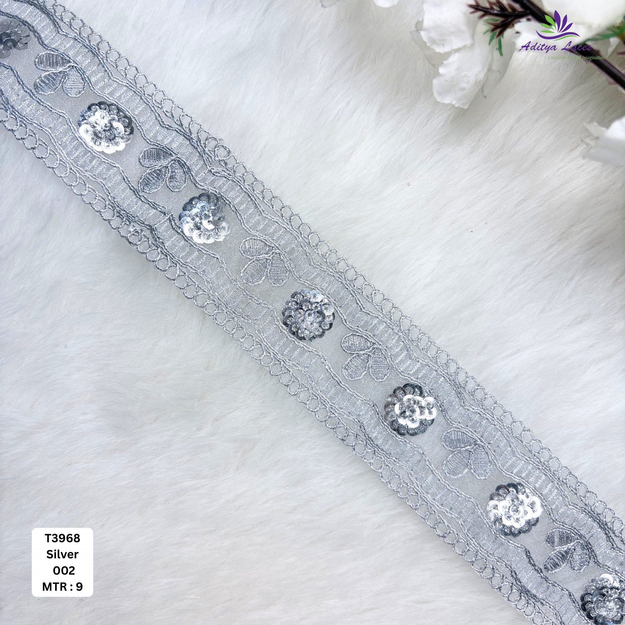 Bridal Tissue Lace Border with Sequins Work for Saree Bridal Wear