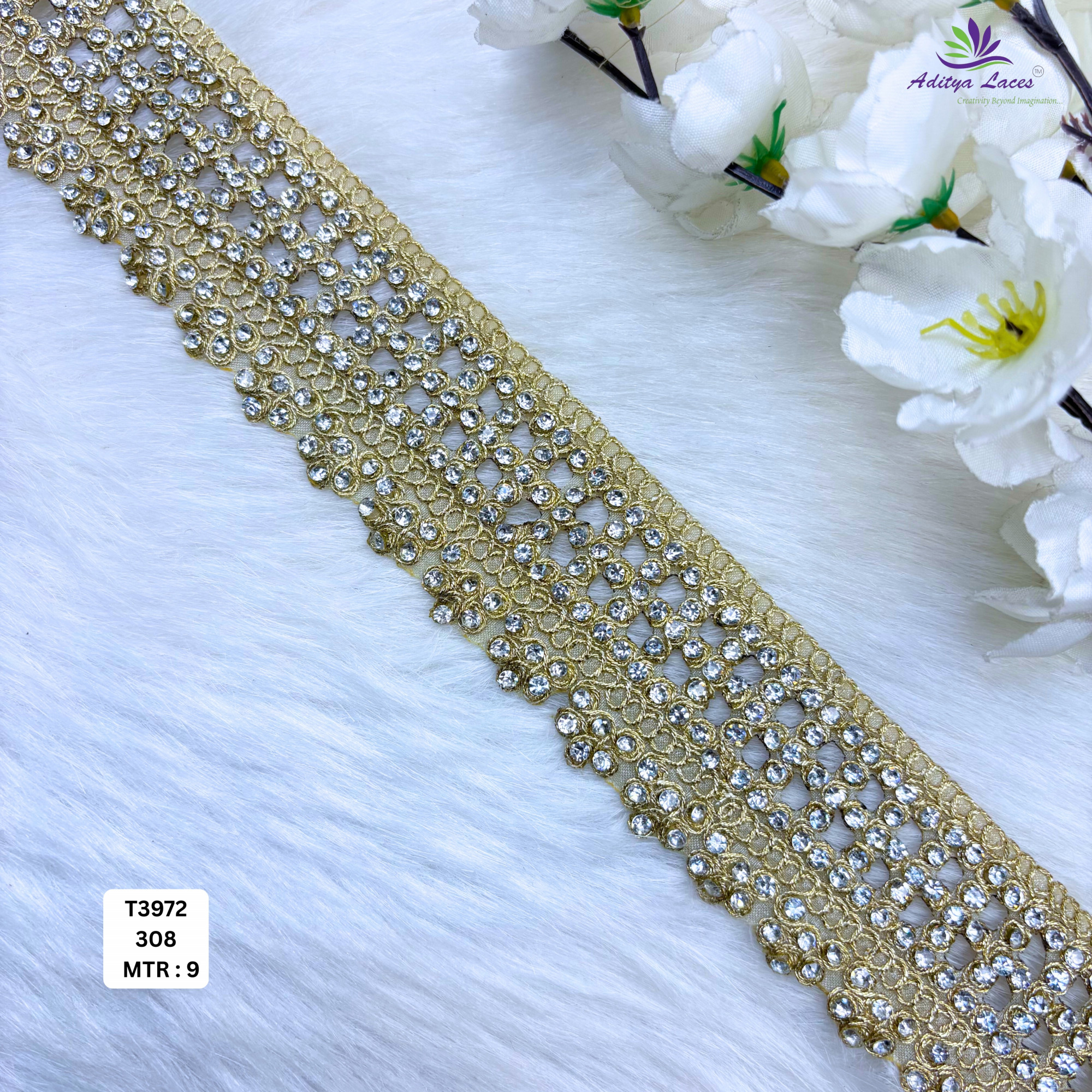 Decorative Tissue Handwork Lace Border for Saree Bridal Ethnic Wear