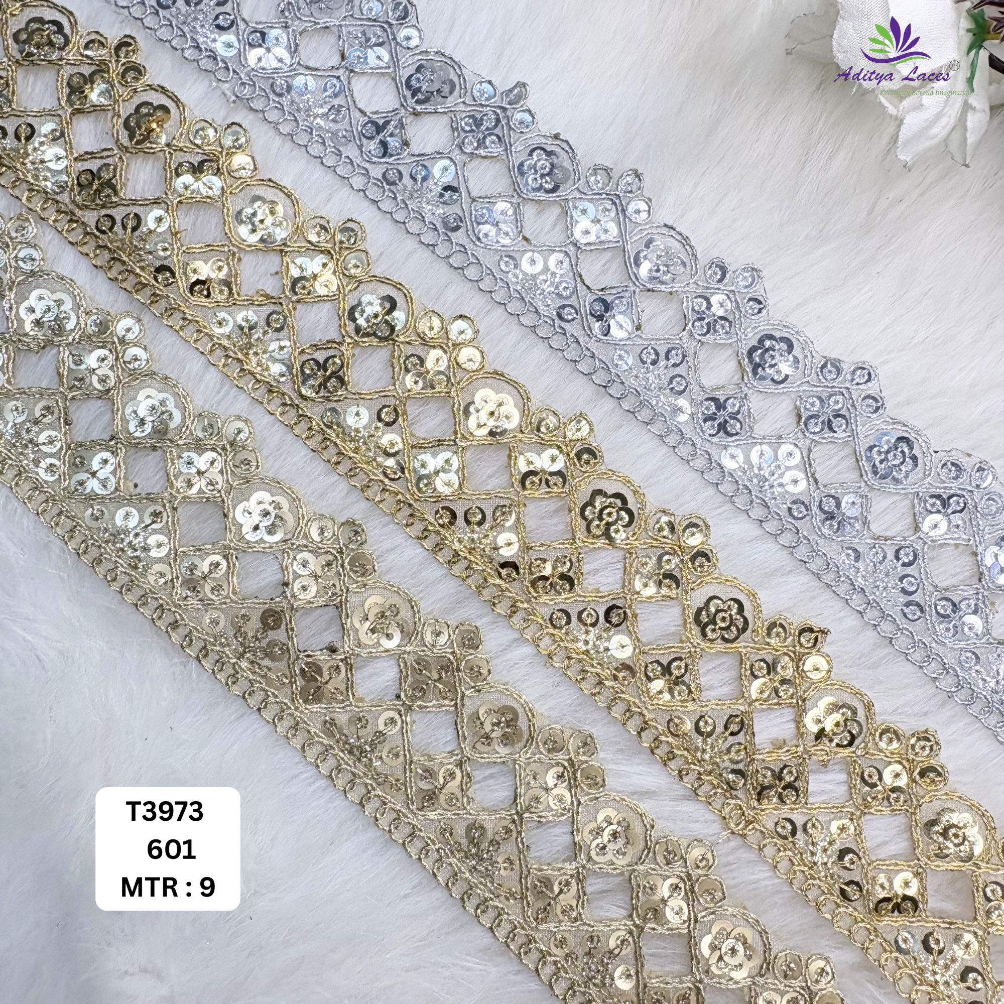 Designer Tissue Lace Border with Sequins Work for Saree Bridal Wear