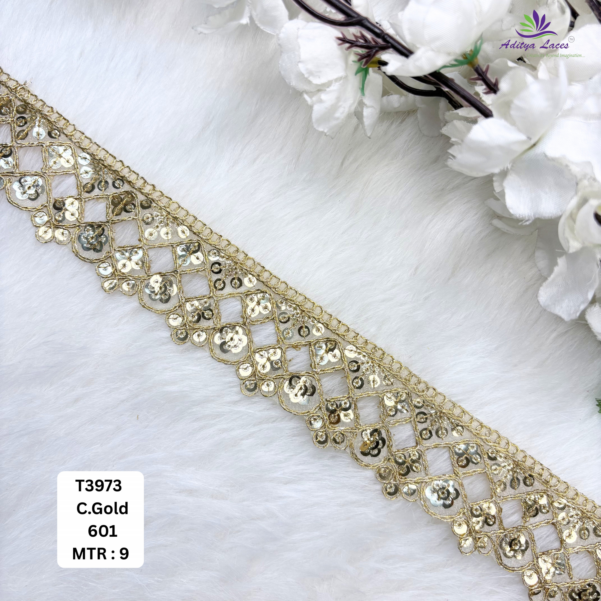 Designer Tissue Lace Border with Sequins Work for Saree Bridal Wear