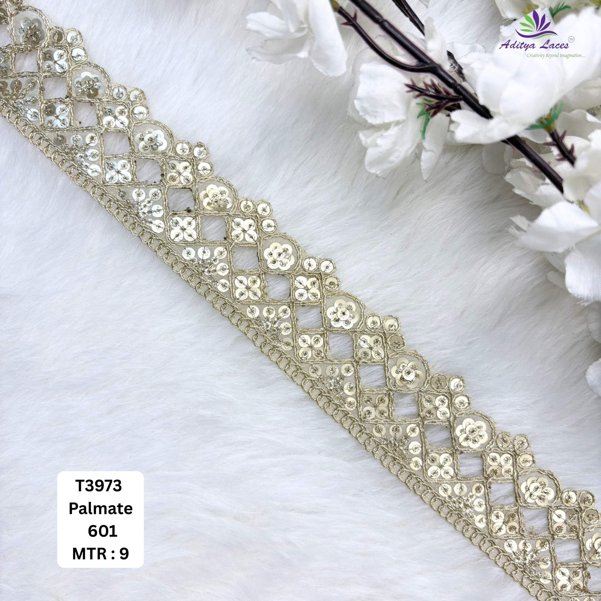 Designer Tissue Lace Border with Sequins Work for Saree Bridal Wear