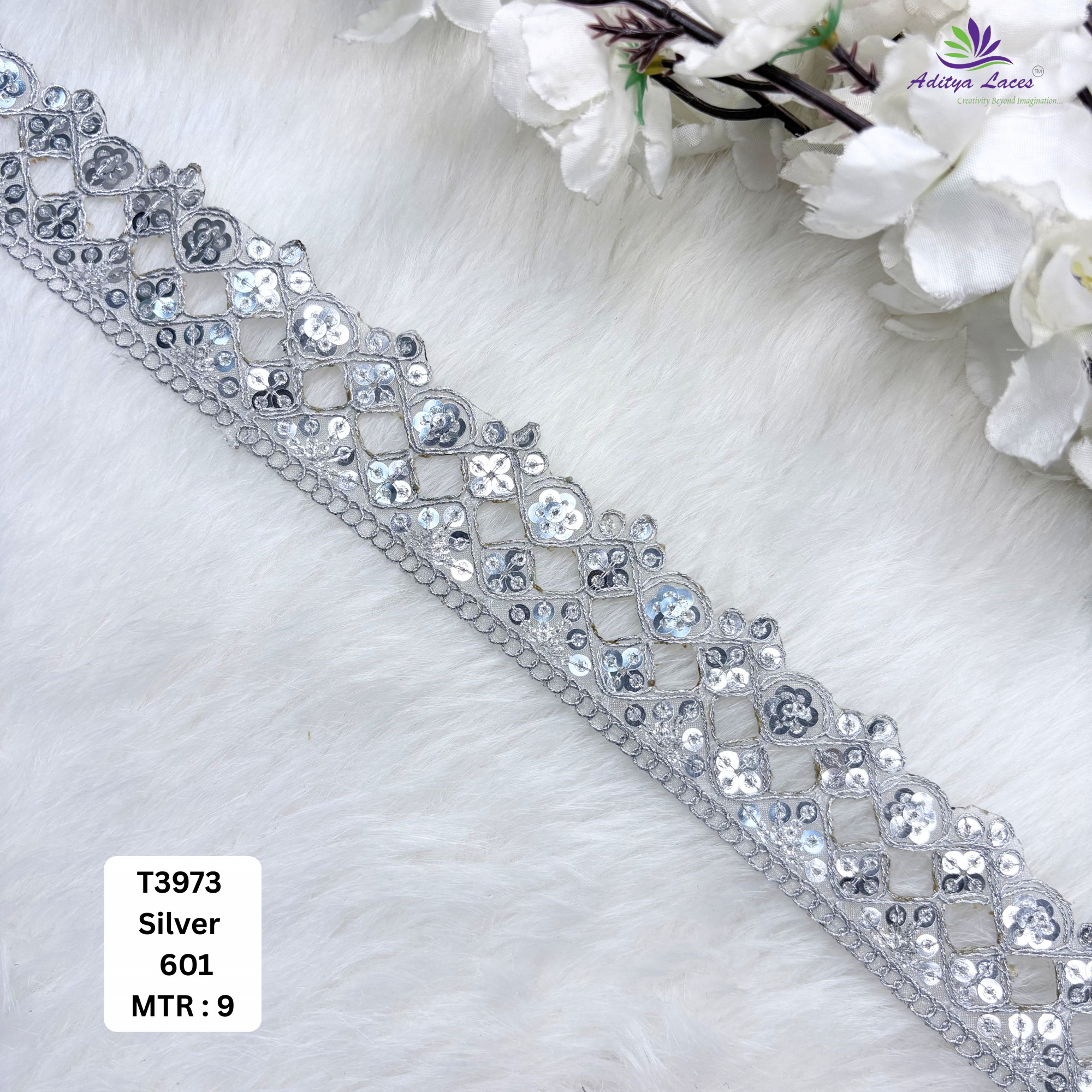Designer Tissue Lace Border with Sequins Work for Saree Bridal Wear