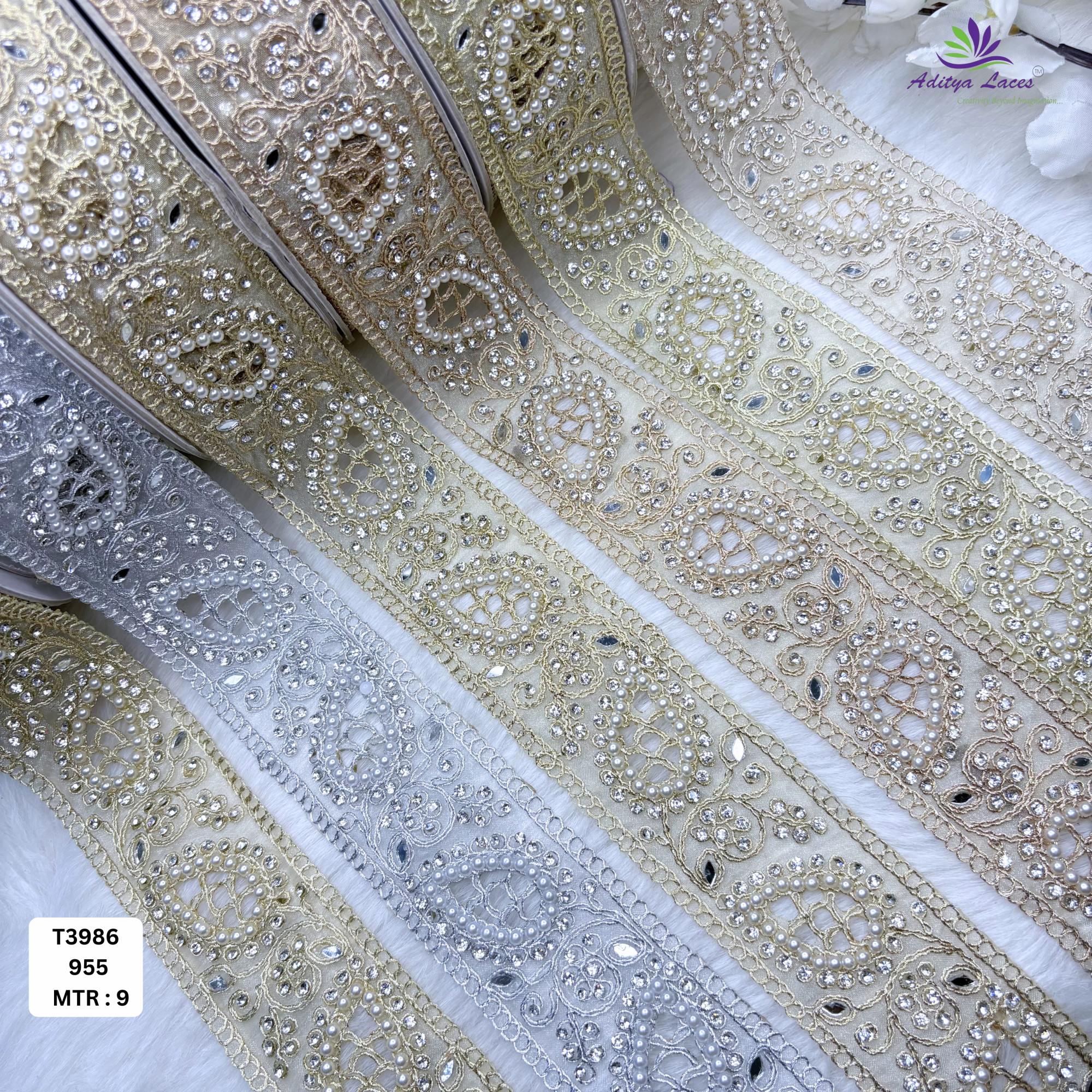 Decorative Tissue Handwork Lace Border for Saree Bridal Ethnic Wear
