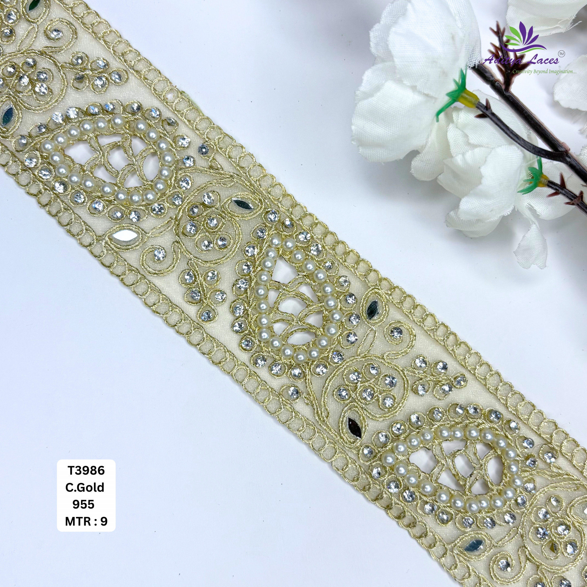 Decorative Tissue Handwork Lace Border for Saree Bridal Ethnic Wear