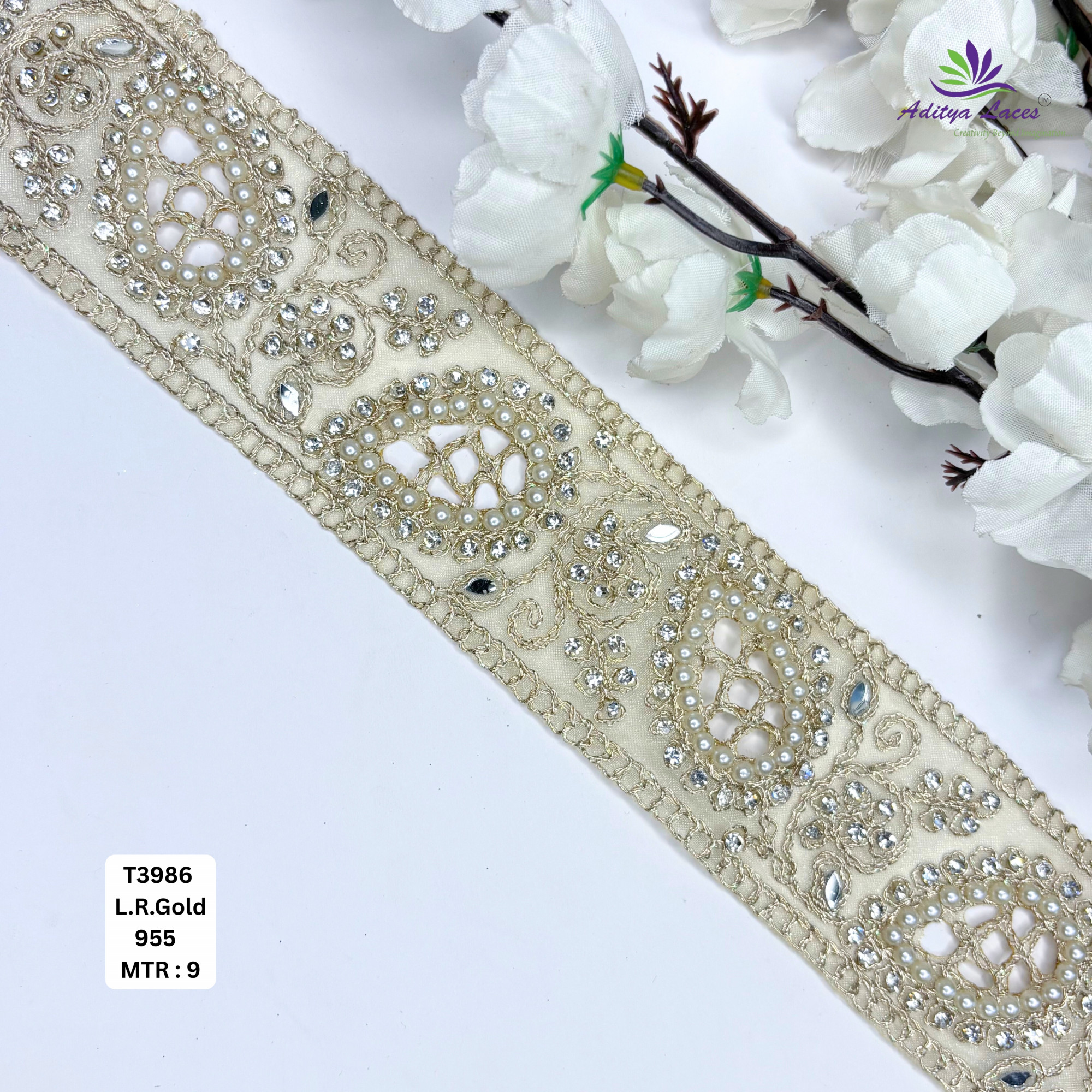 Decorative Tissue Handwork Lace Border for Saree Bridal Ethnic Wear