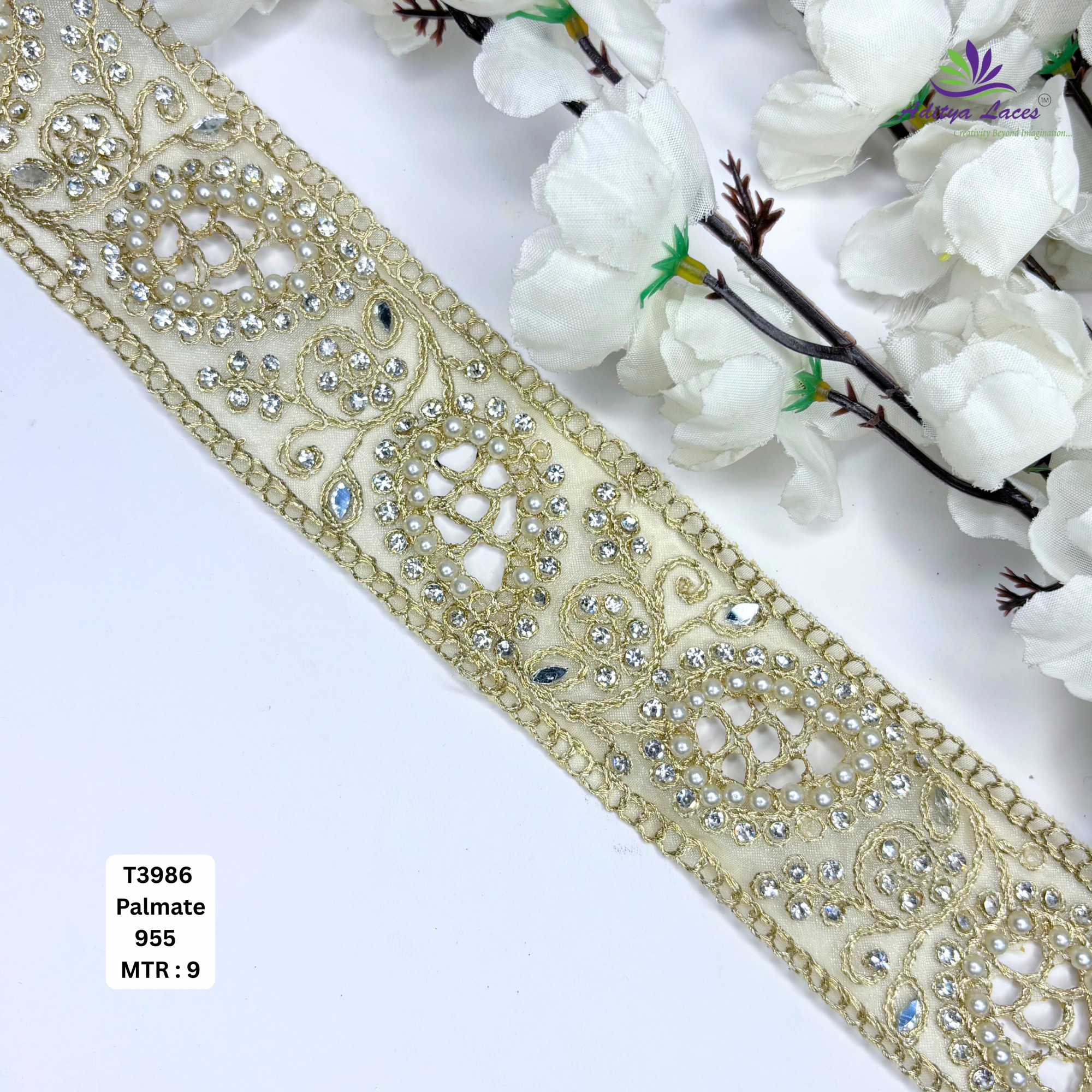 Decorative Tissue Handwork Lace Border for Saree Bridal Ethnic Wear