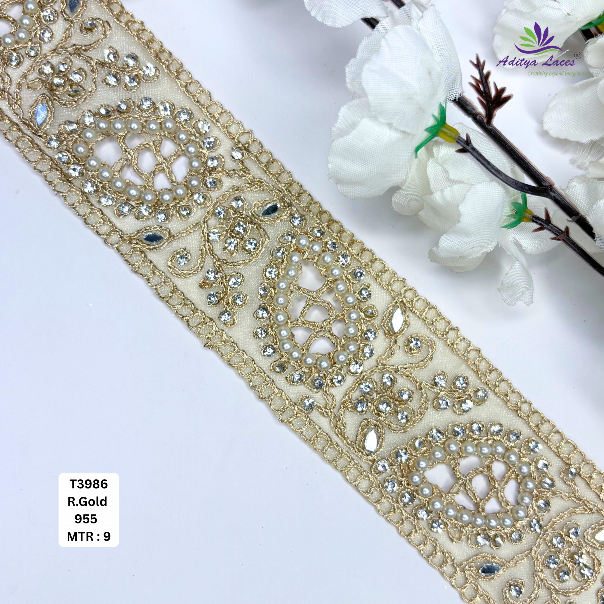 Decorative Tissue Handwork Lace Border for Saree Bridal Ethnic Wear