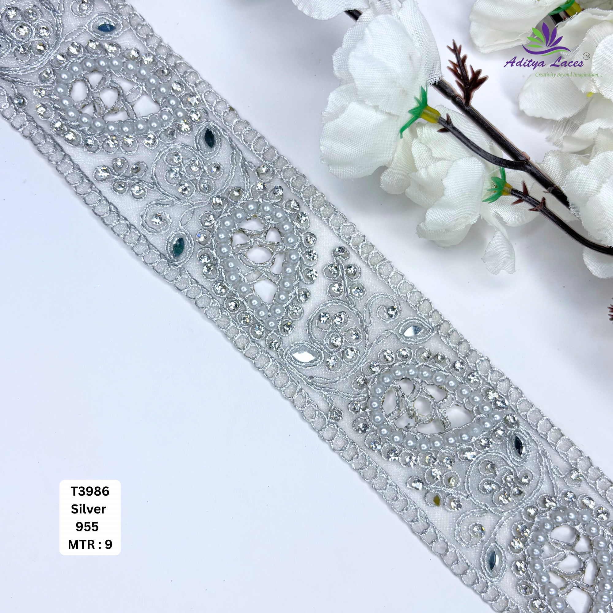 Decorative Tissue Handwork Lace Border for Saree Bridal Ethnic Wear