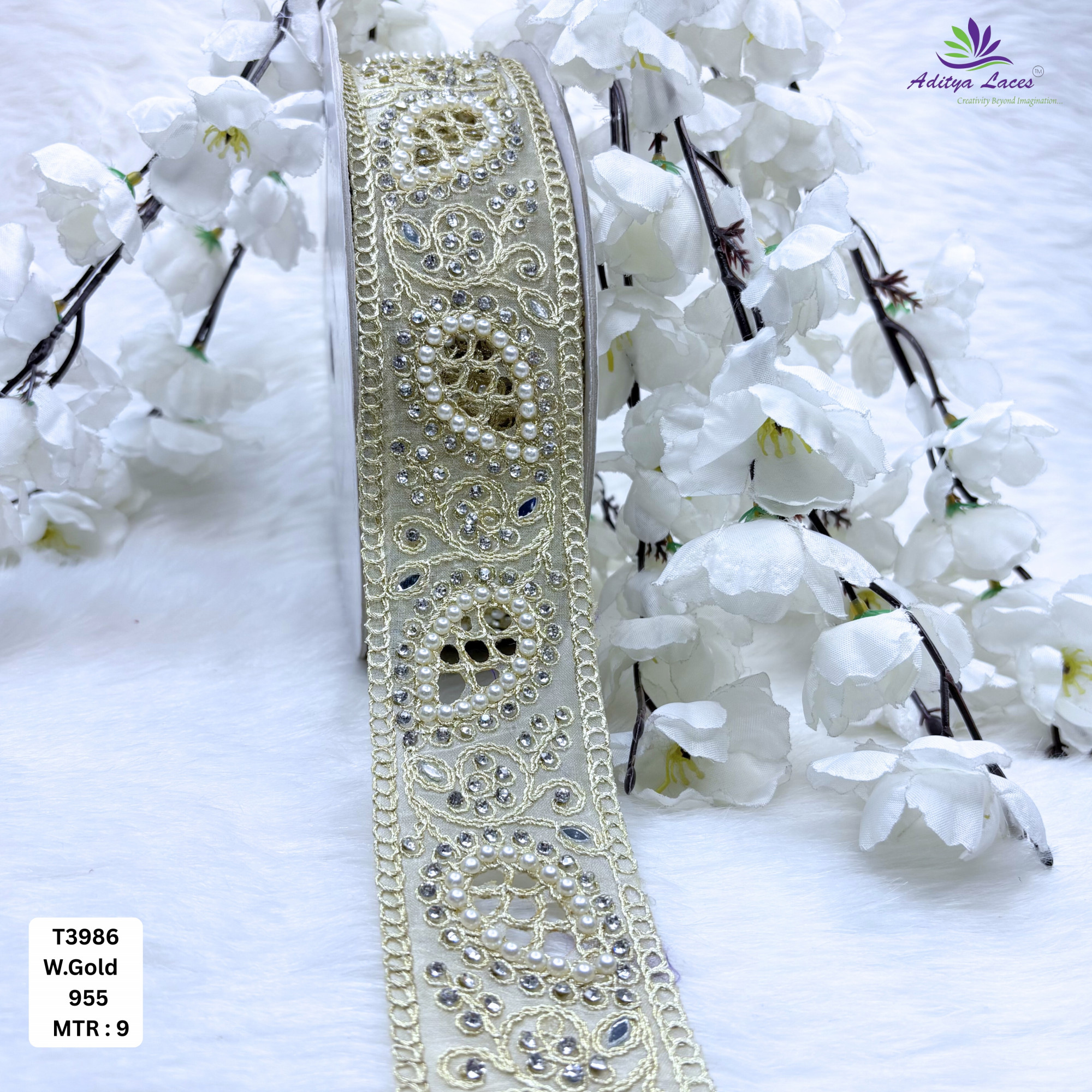Decorative Tissue Handwork Lace Border for Saree Bridal Ethnic Wear