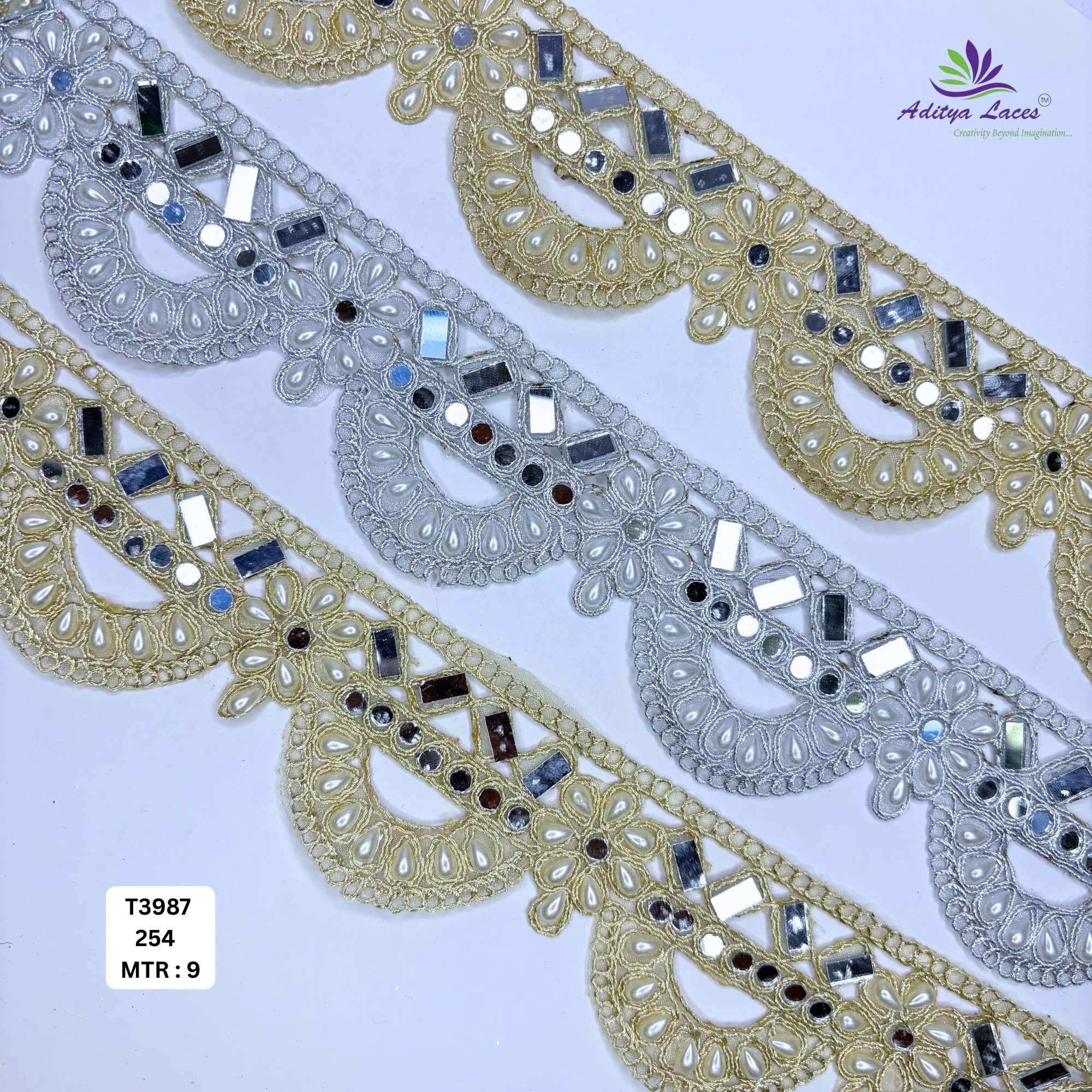 Decorative Tissue Handwork Lace Border for Saree Bridal Ethnic Wear