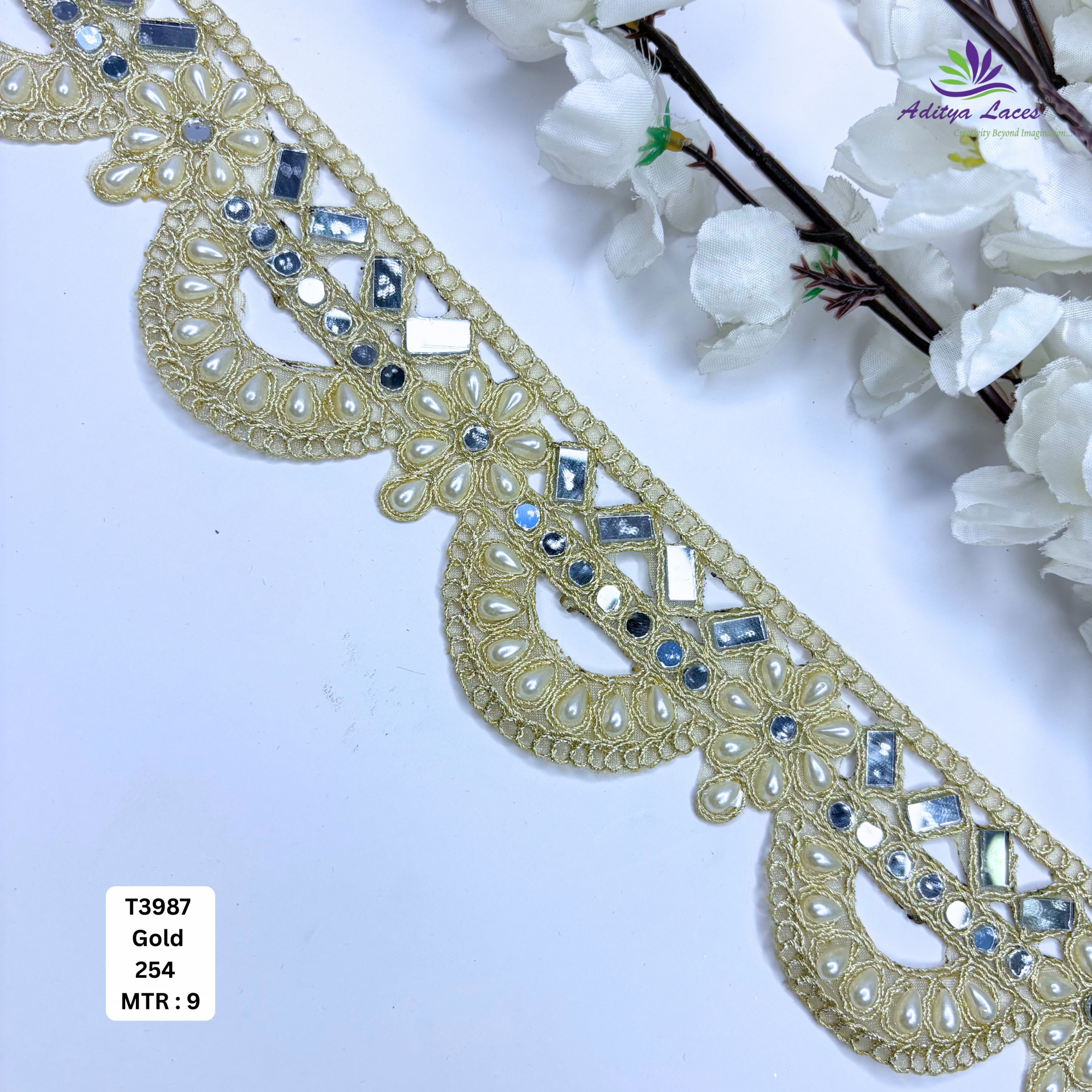 Decorative Tissue Handwork Lace Border for Saree Bridal Ethnic Wear