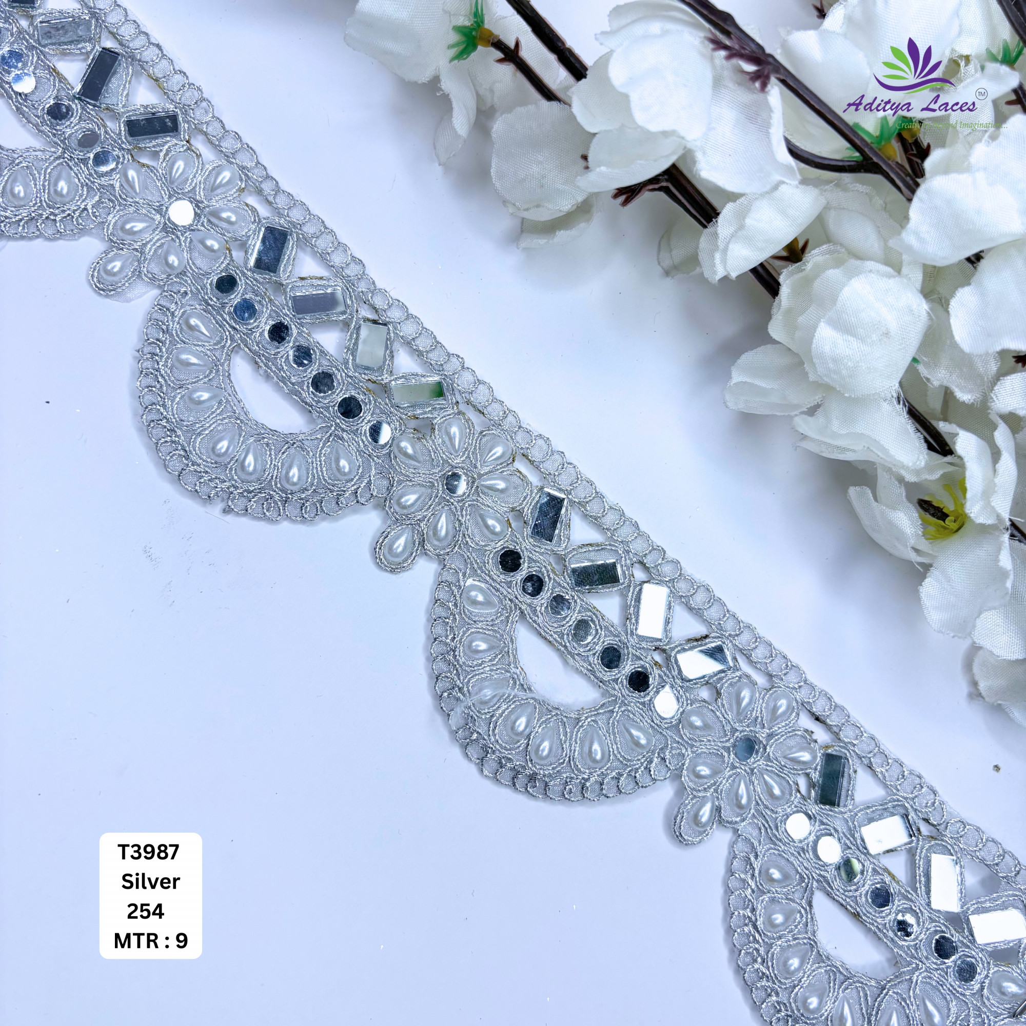 Decorative Tissue Handwork Lace Border for Saree Bridal Ethnic Wear