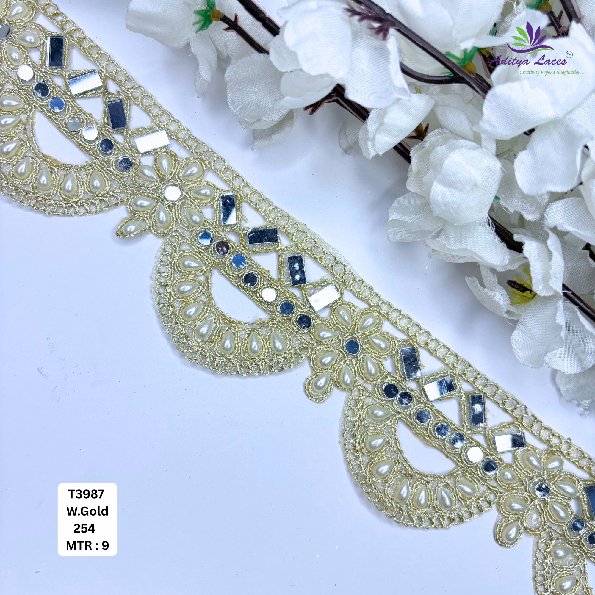 Decorative Tissue Handwork Lace Border for Saree Bridal Ethnic Wear
