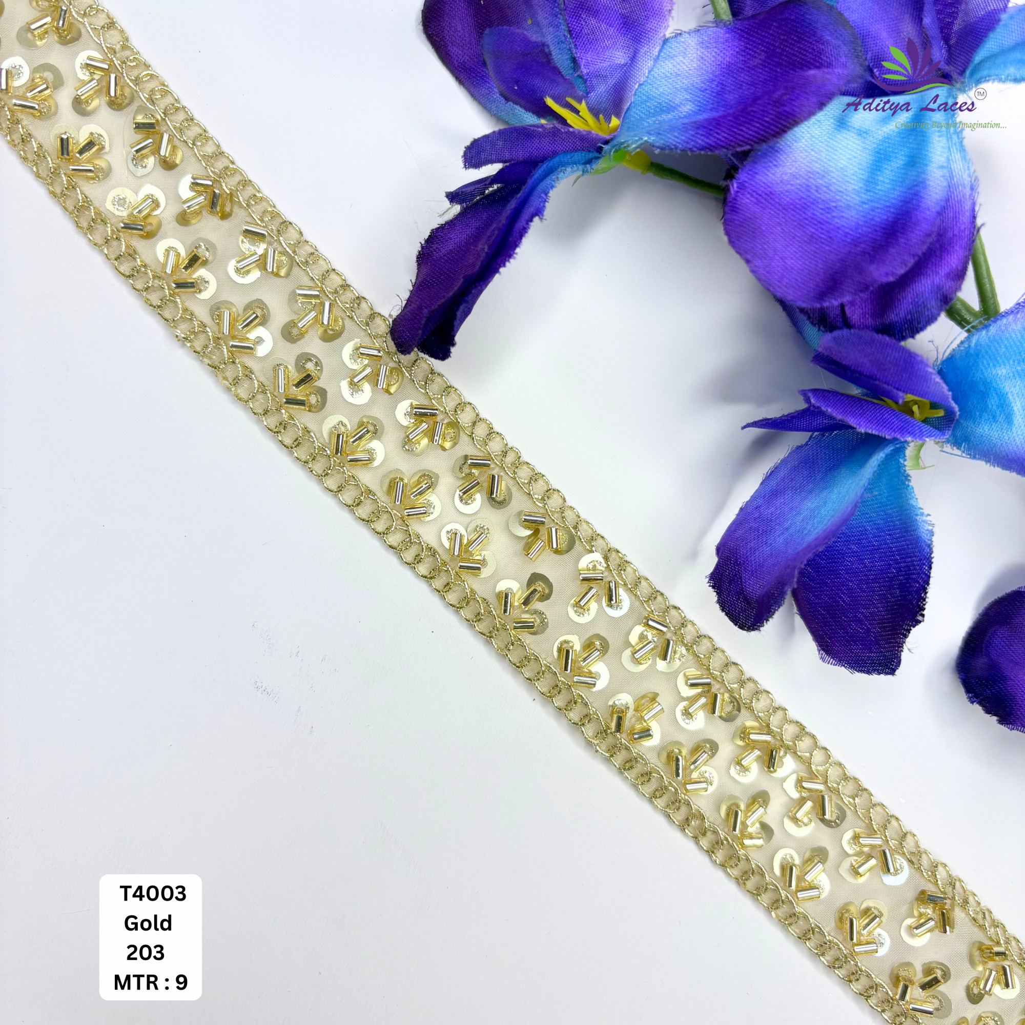 Elegant Beads Lace Trim for Lehenga Saree