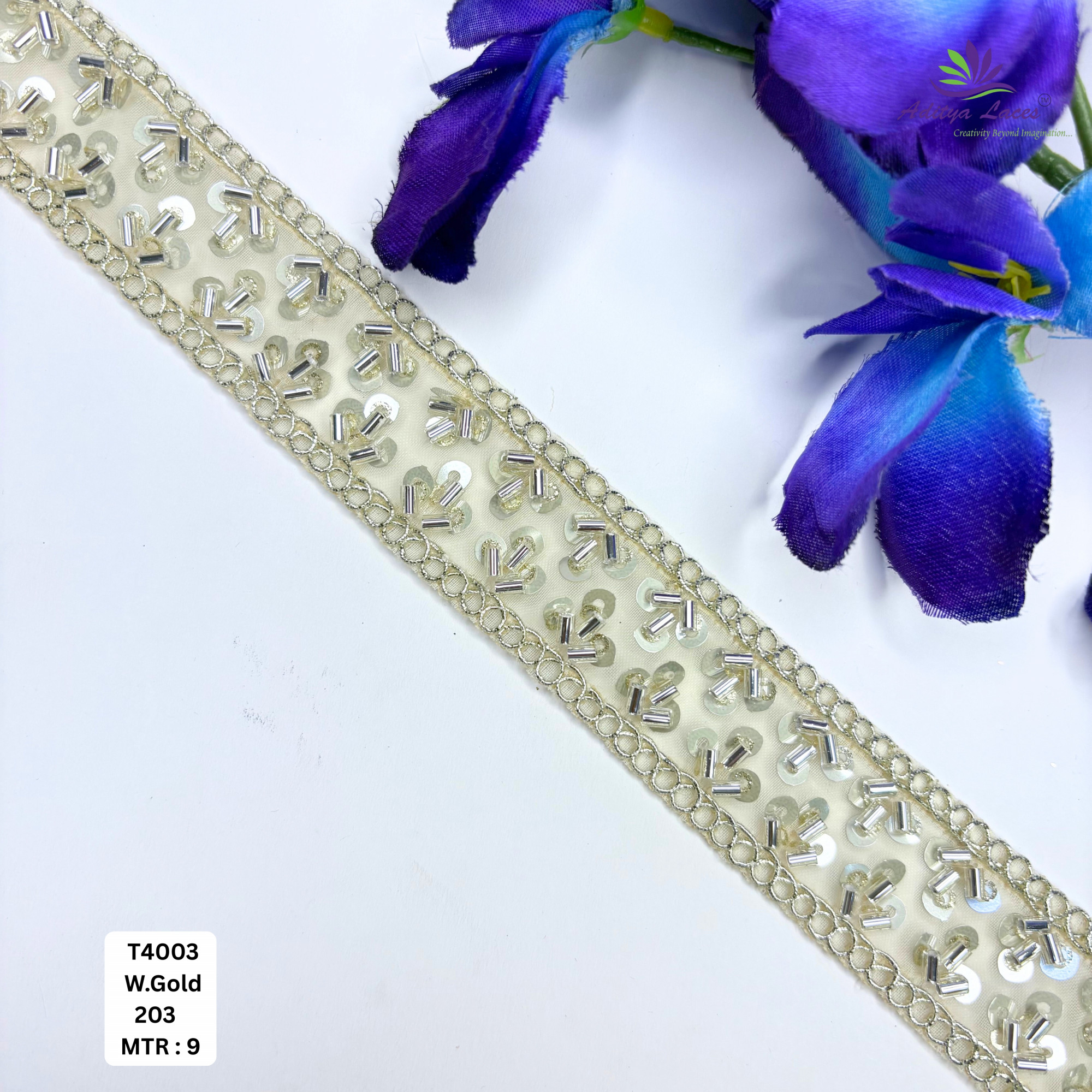 Elegant Beads Lace Trim for Lehenga Saree
